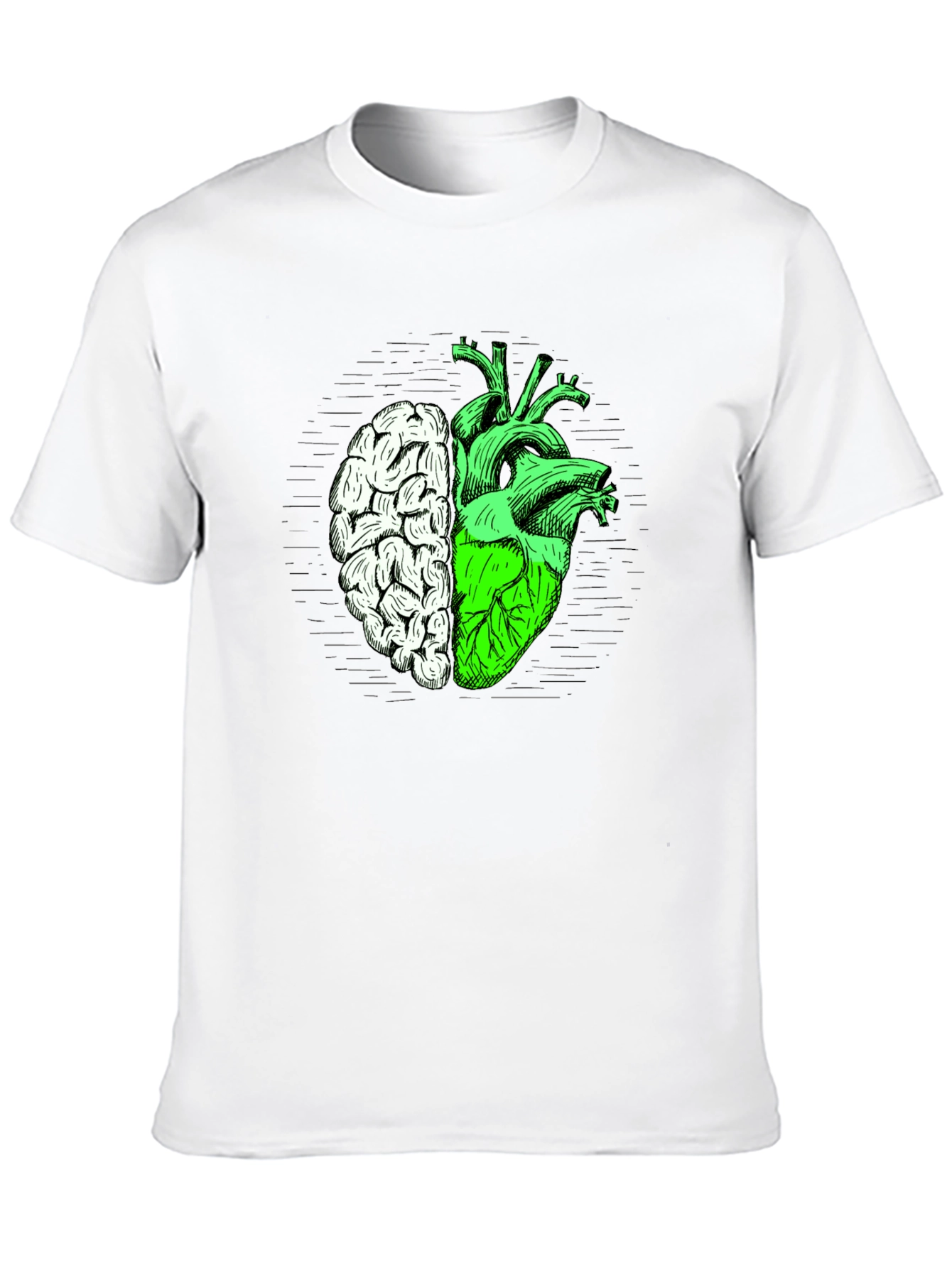 Brain Heart Graphic Tee - Mens Black T-Shirt