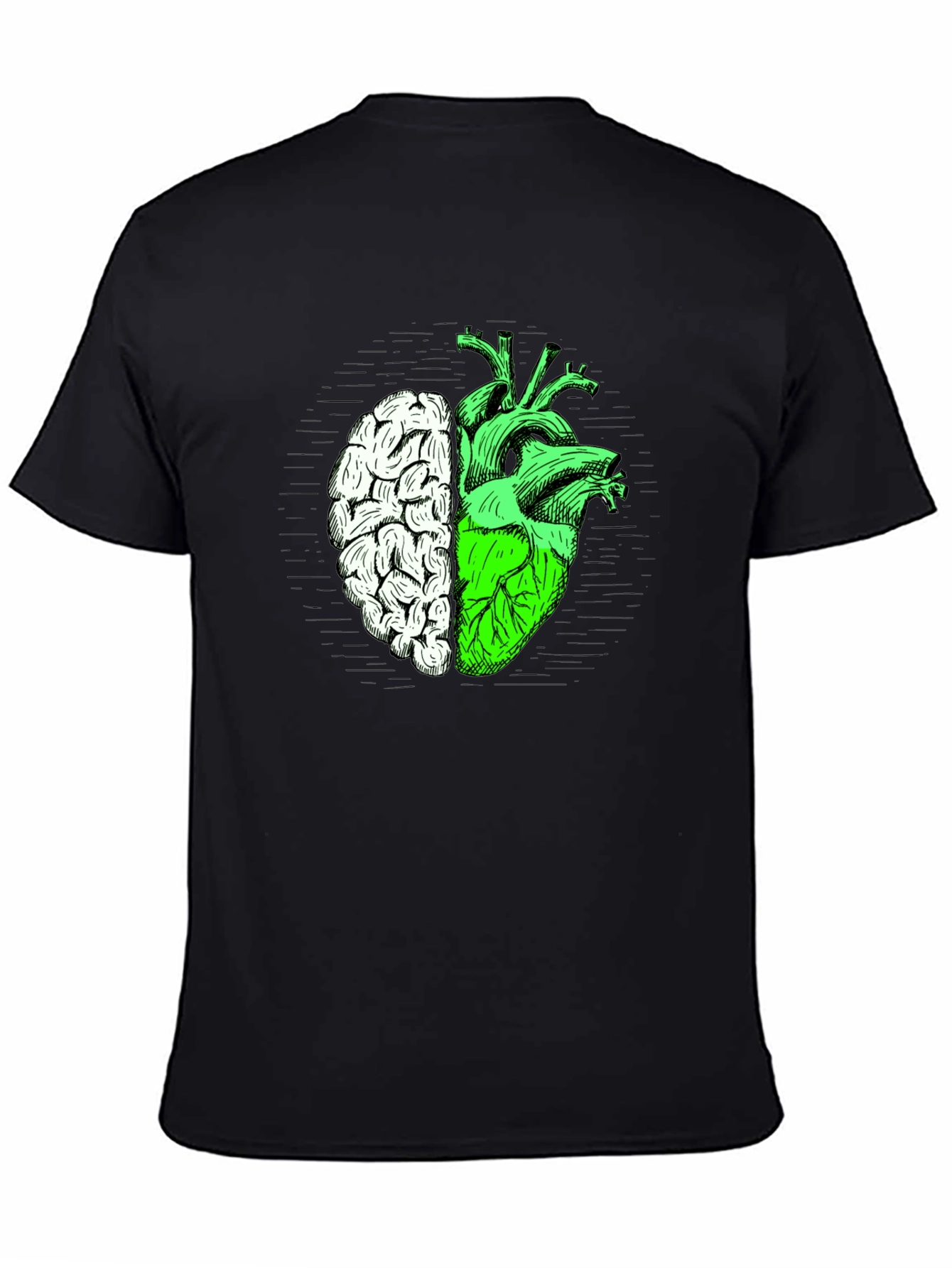 Brain Heart Graphic Tee - Mens Black T-Shirt