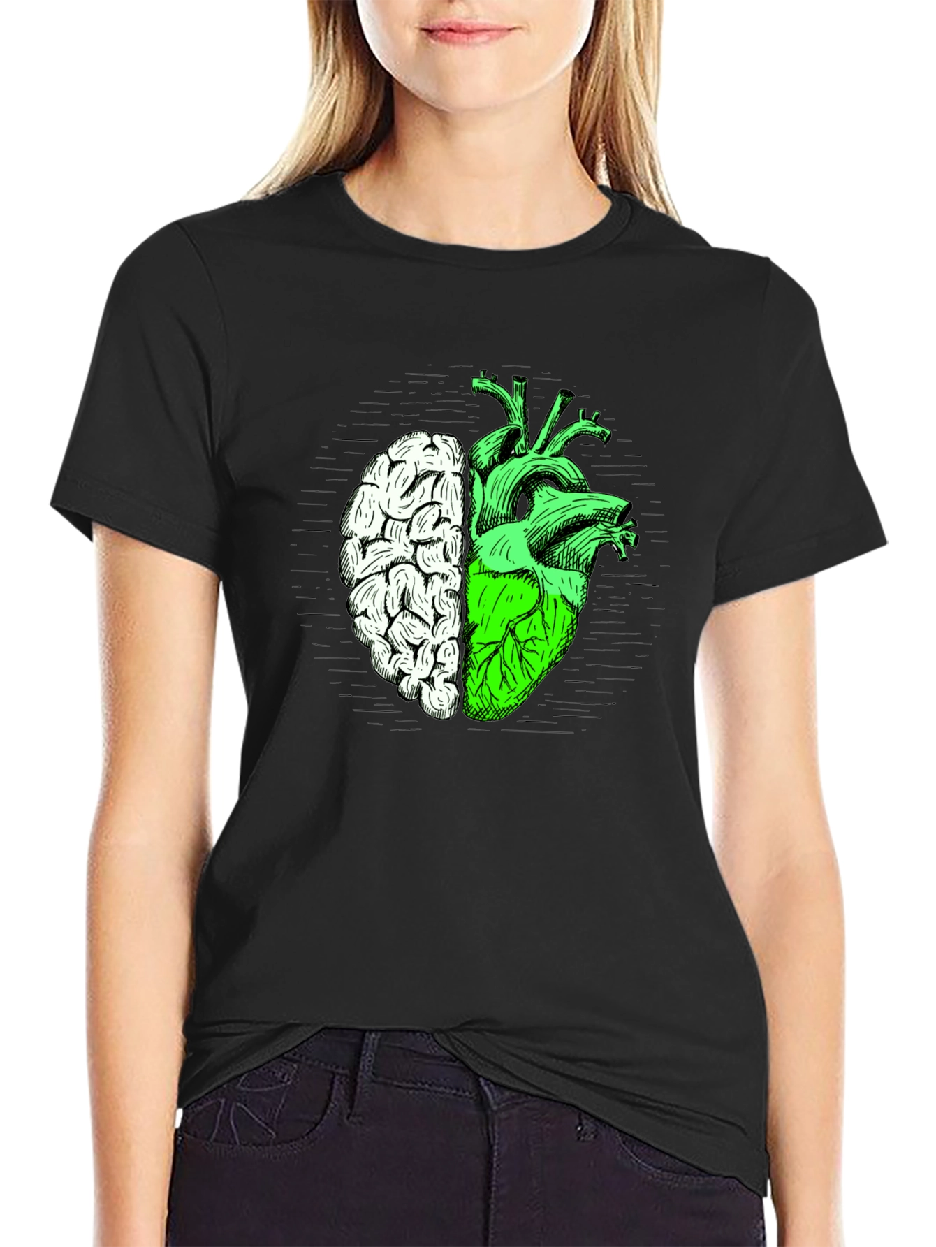 Brain Heart Graphic Tee - Mens Black T-Shirt