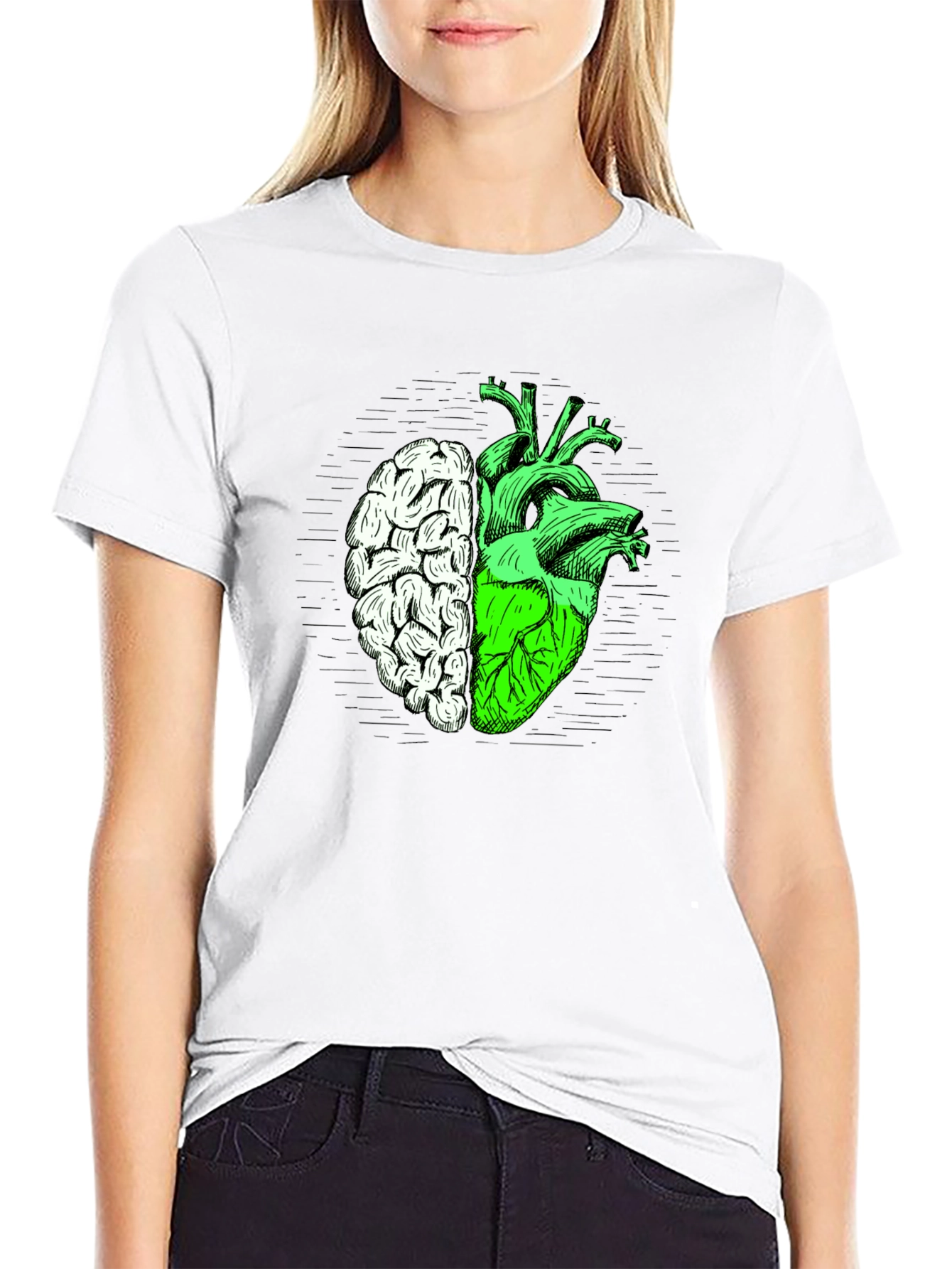 Brain Heart Graphic Tee - Mens Black T-Shirt
