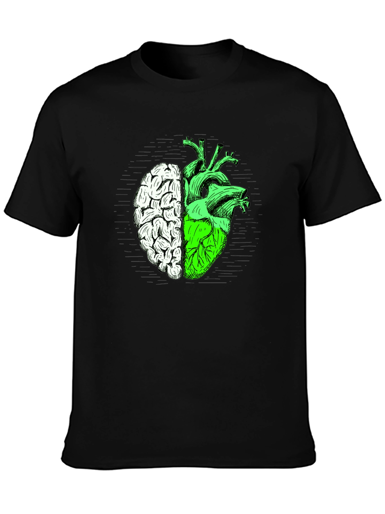 Brain Heart Graphic Tee - Mens Black T-Shirt