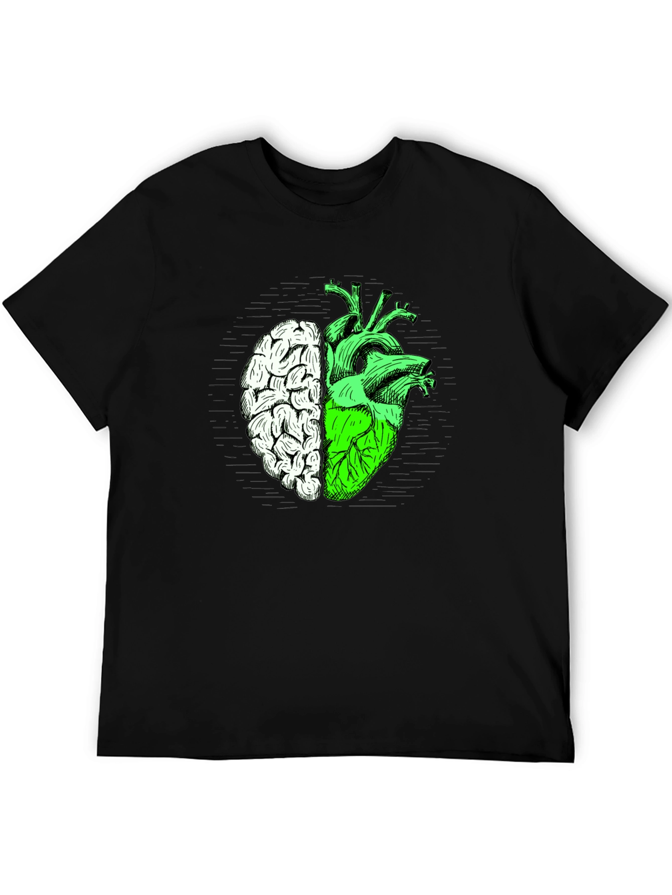 Brain Heart Graphic Tee - Mens Black T-Shirt