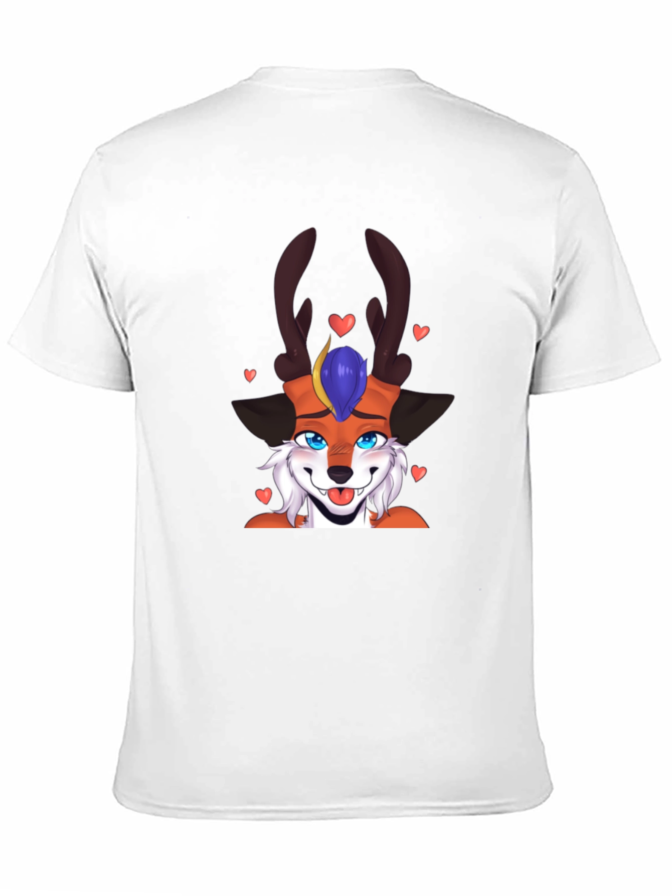 Cartoon Fox Deer T-Shirt Black Cotton Blend Fun Design