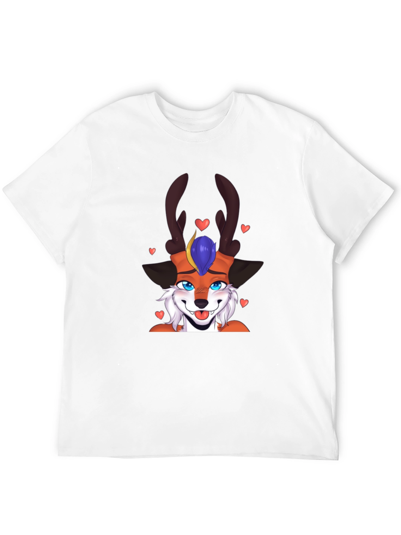 Cartoon Fox Deer T-Shirt Black Cotton Blend Fun Design