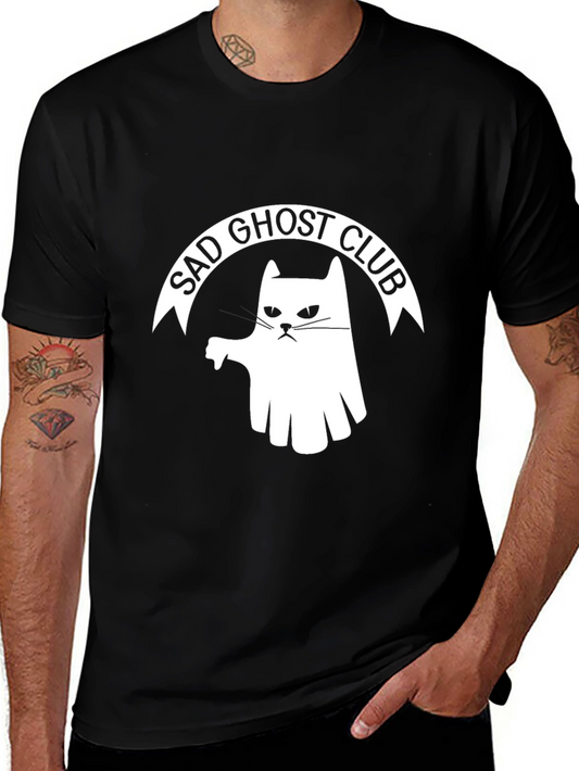 Sad Ghost Club T-Shirt - Funny Cat Tee