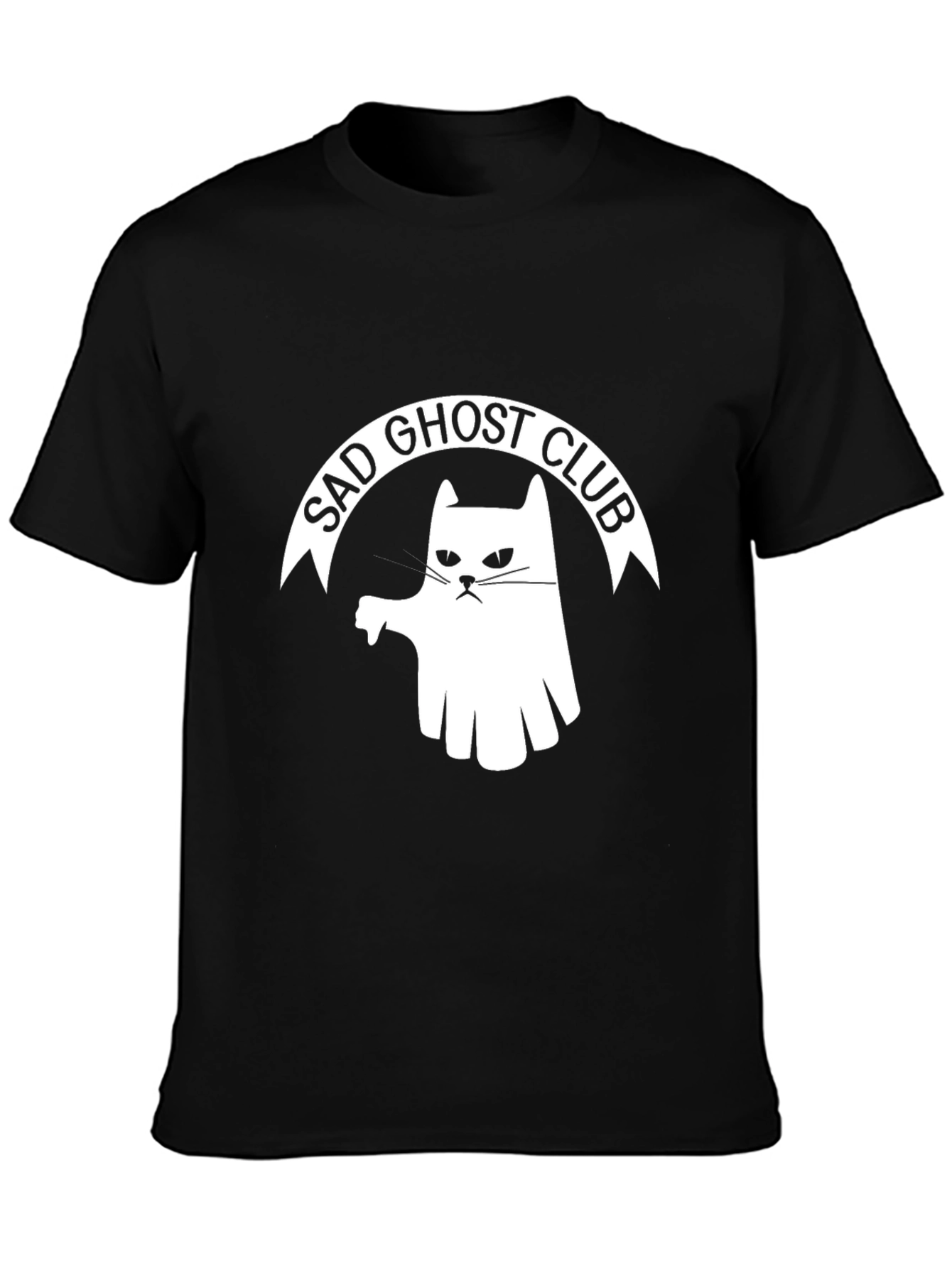 Sad Ghost Club T-Shirt - Funny Cat Tee