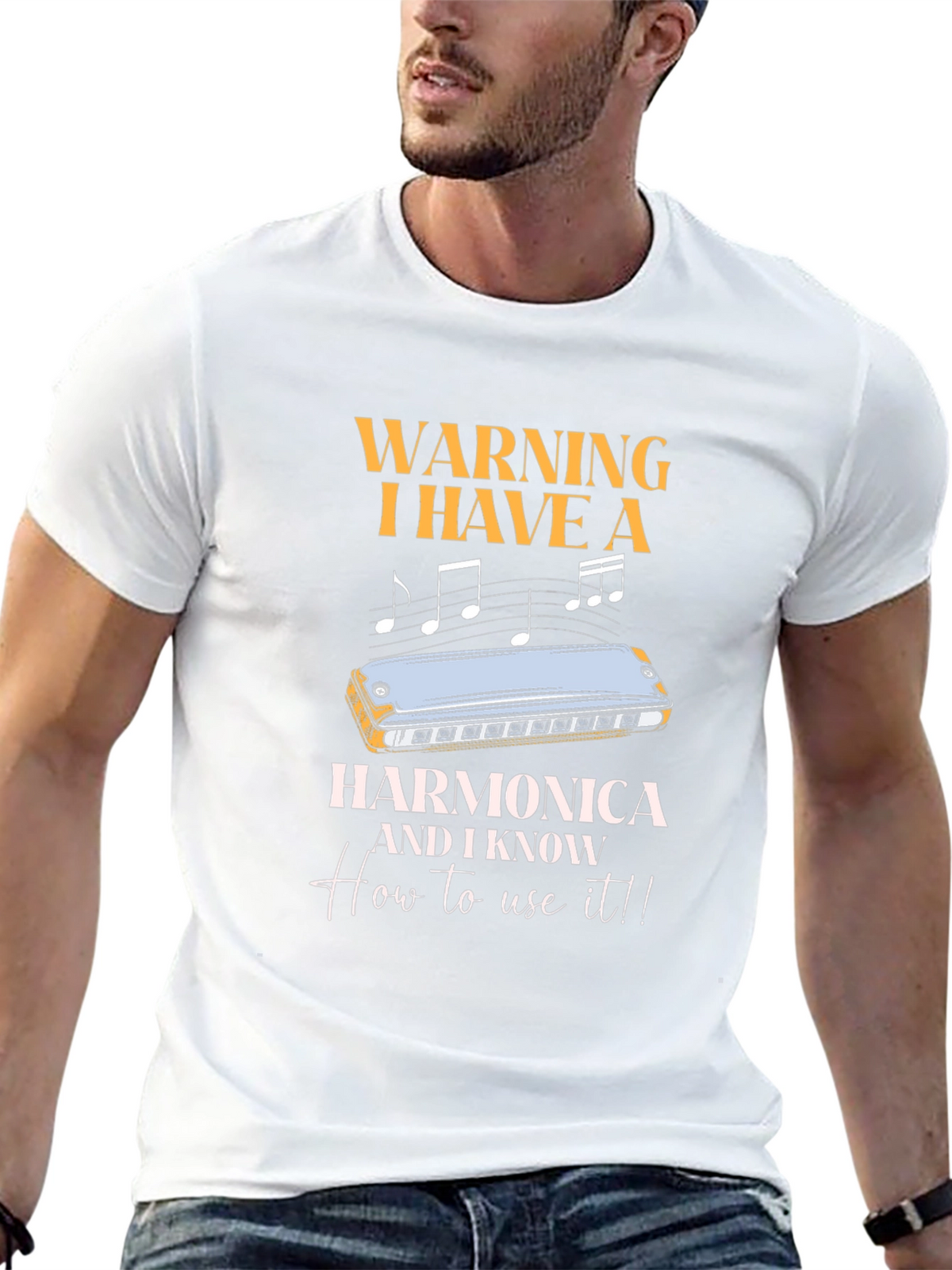 Harmonica Warning T-Shirt - Musician Humor Tee