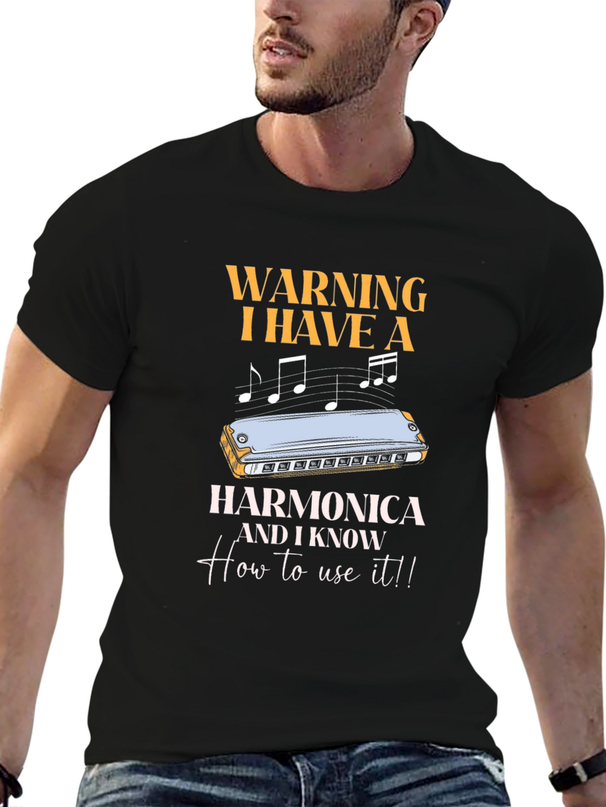 Harmonica Warning T-Shirt - Musician Humor Tee