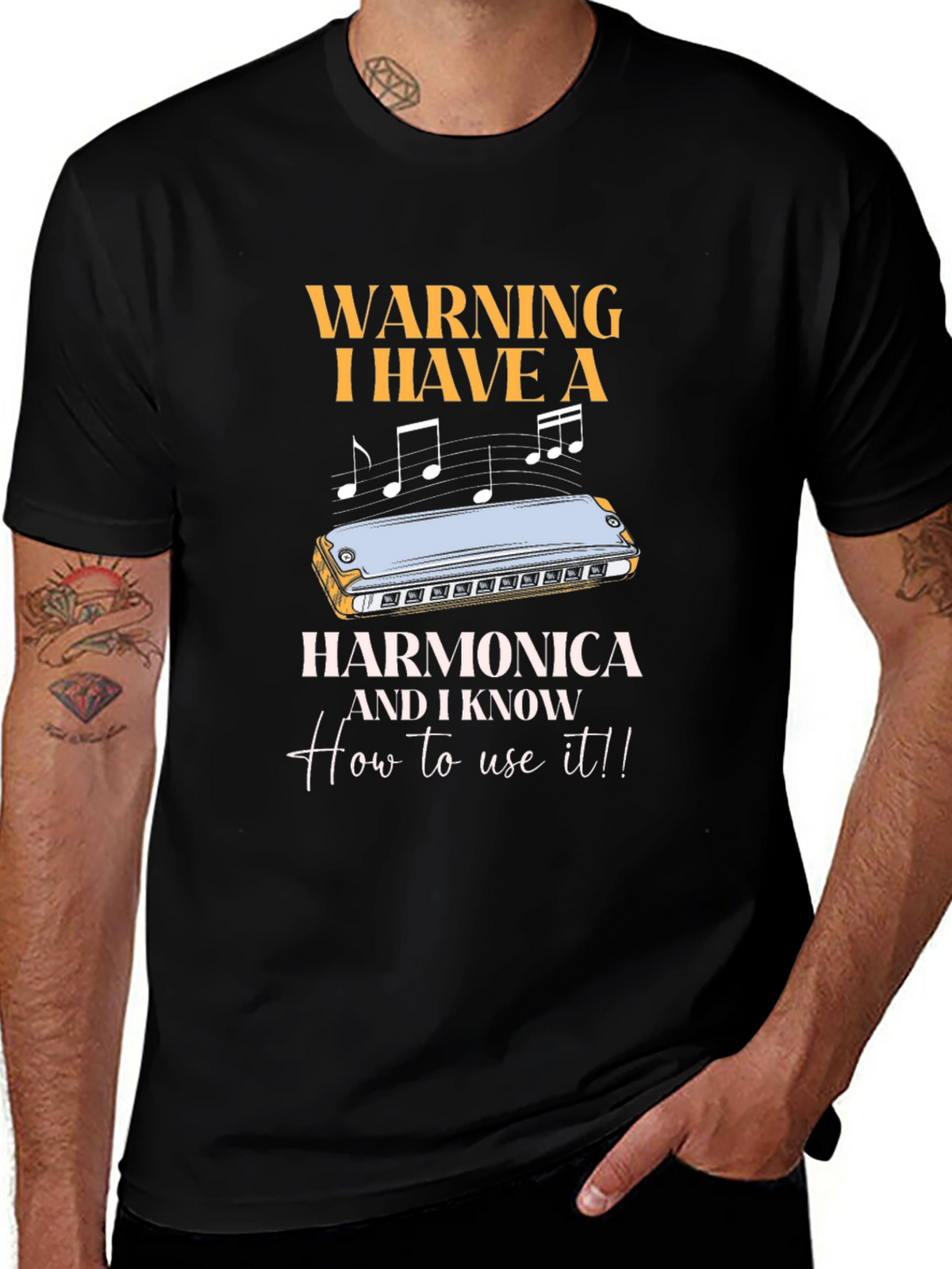 Harmonica Warning T-Shirt - Musician Humor Tee