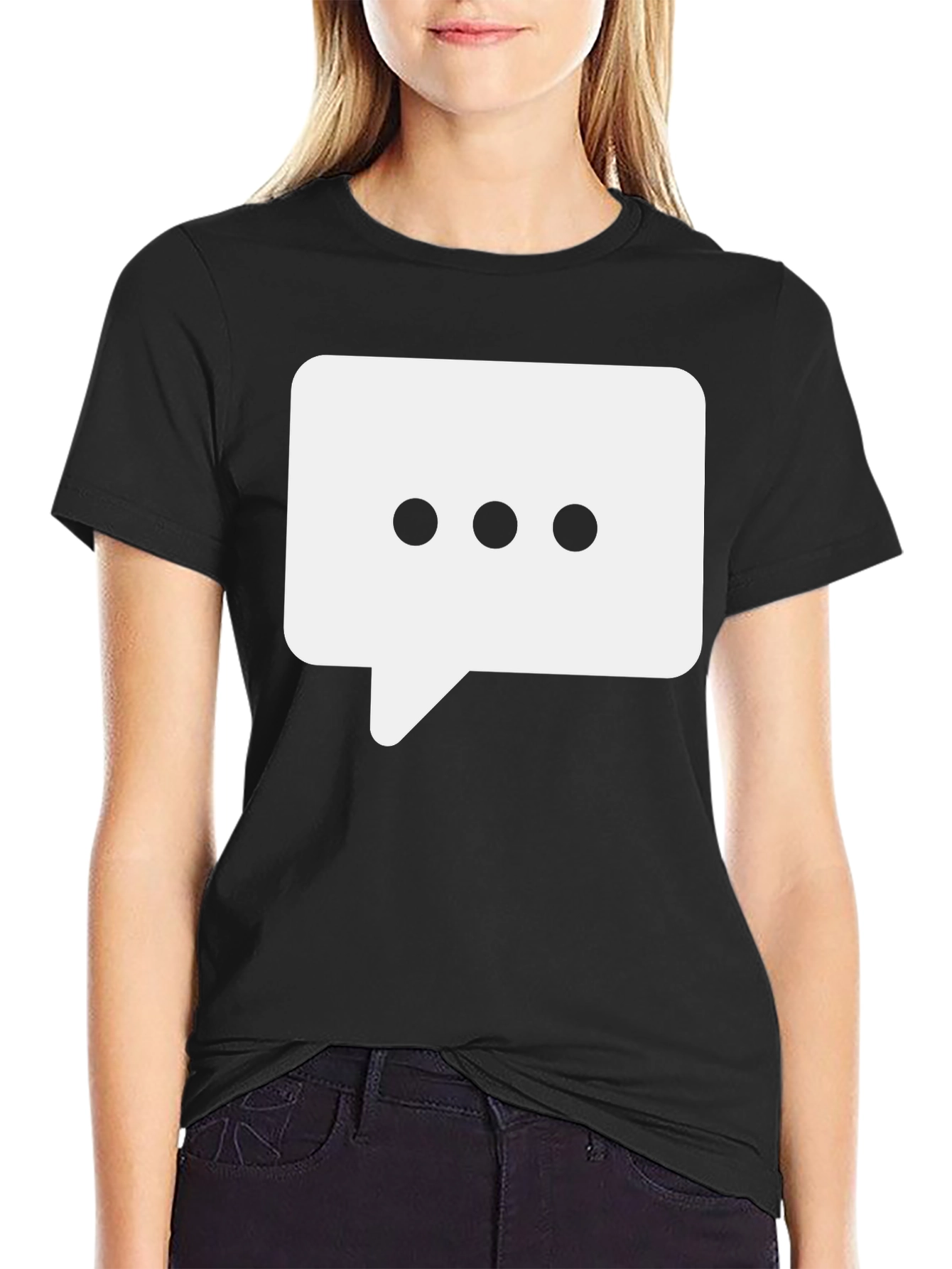 Black T-Shirt with Chat Bubble Design