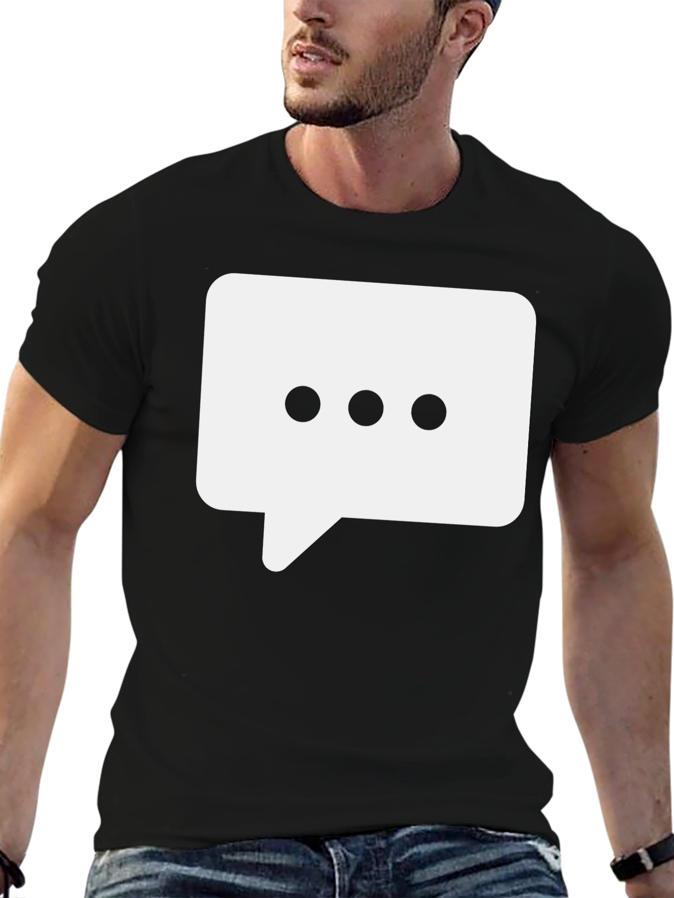 Black T-Shirt with Chat Bubble Design