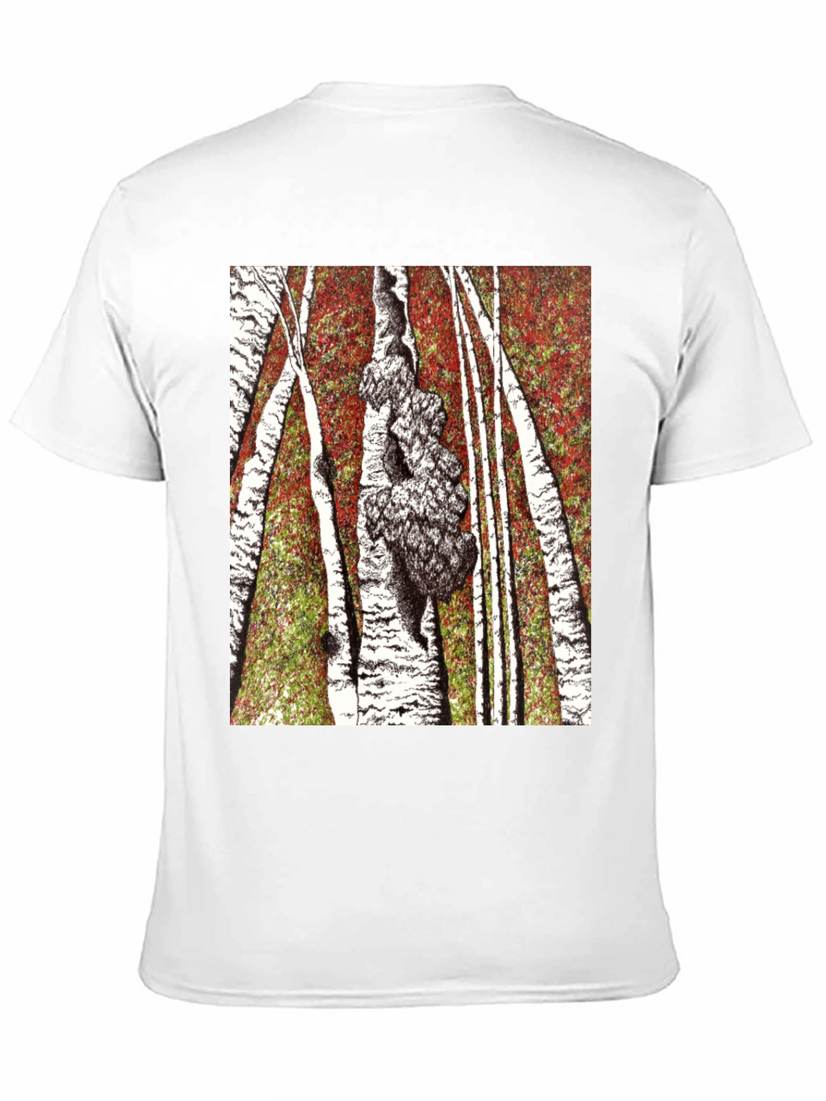 Birch Forest Print Black T-Shirt