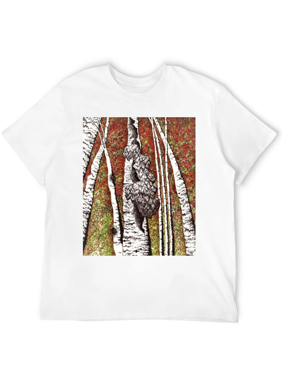 Birch Forest Print Black T-Shirt