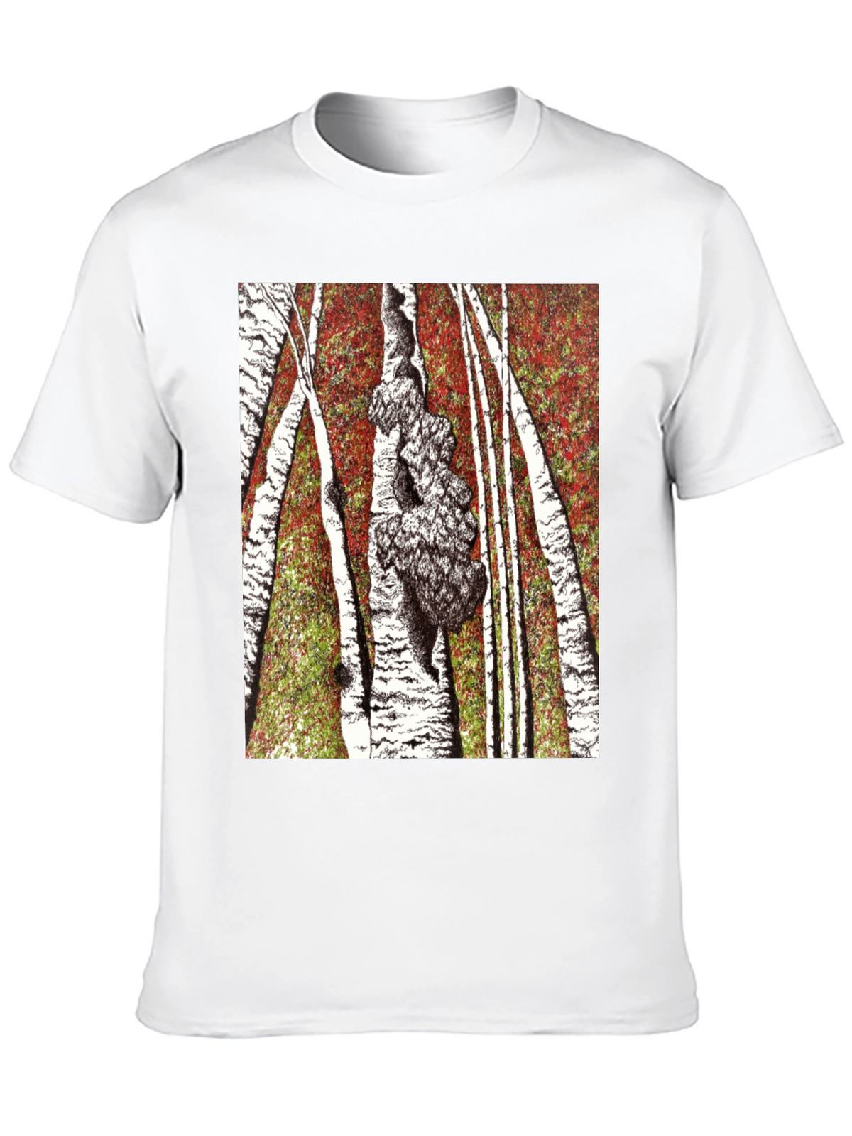 Birch Forest Print Black T-Shirt