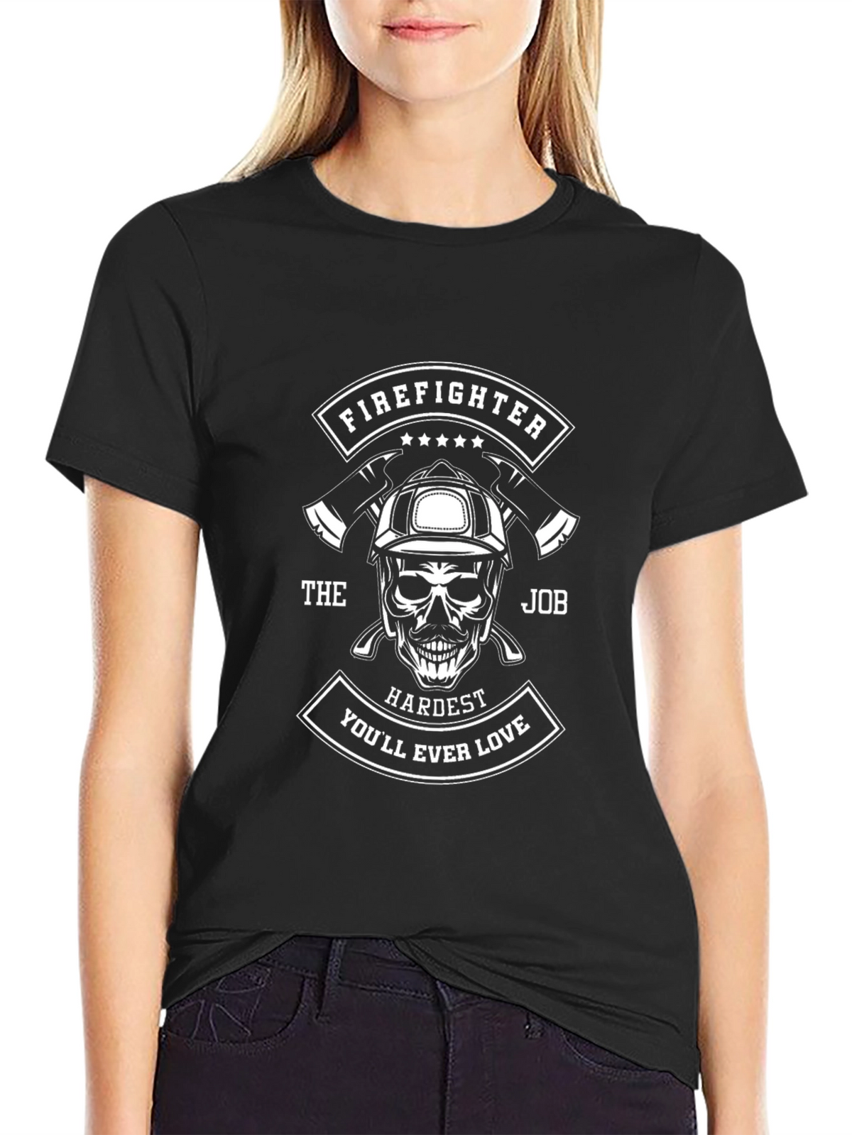 Firefighter Skull Graphic Tee - Hardest Job Ever!
