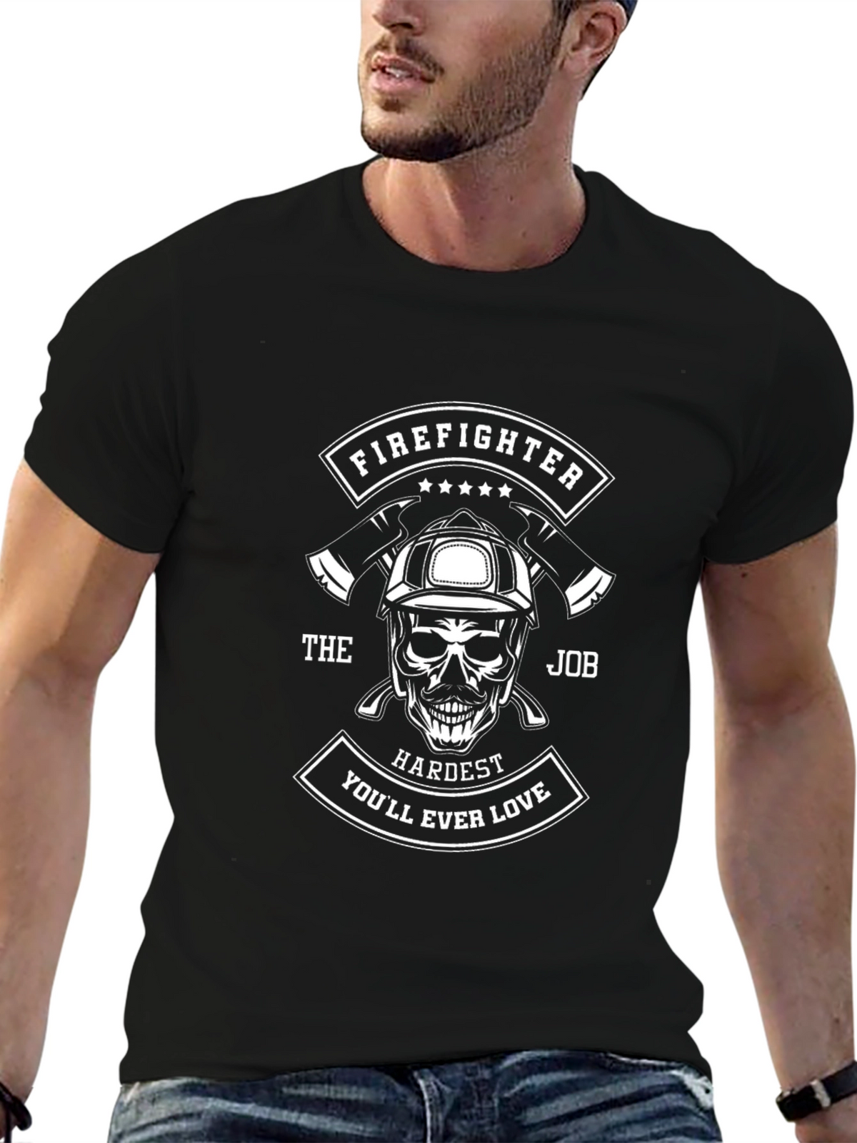 Firefighter Skull Graphic Tee - Hardest Job Ever!