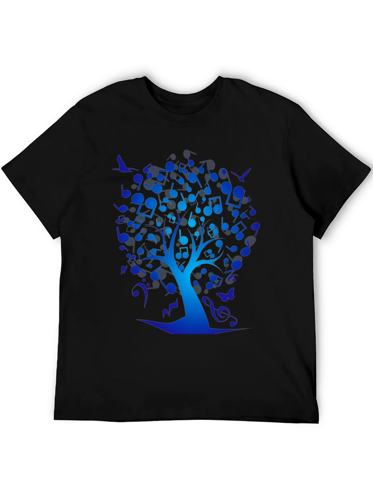 Musical Tree Graphic Tee - Black Cotton T-Shirt