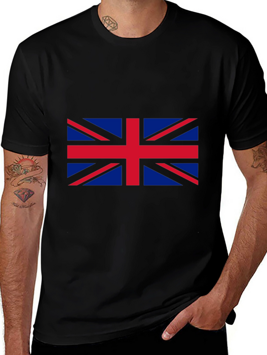 Union Jack Graphic Tee - Black Cotton T-Shirt