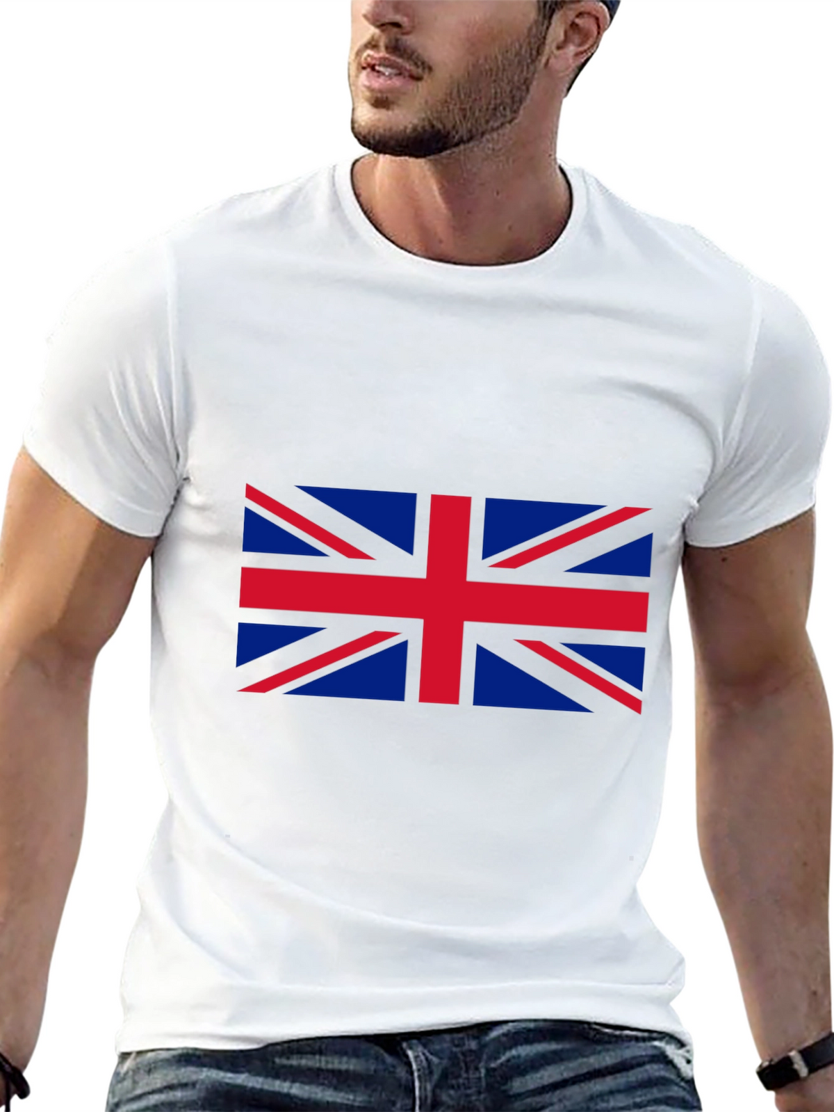 Union Jack Graphic Tee - Black Cotton T-Shirt