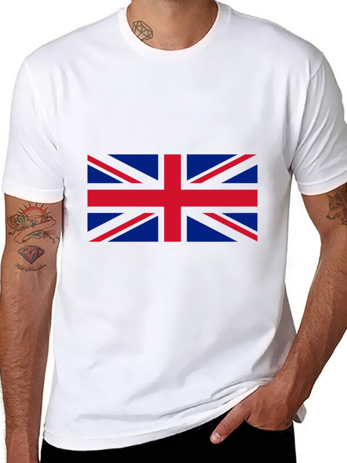 Union Jack Graphic Tee - Black Cotton T-Shirt