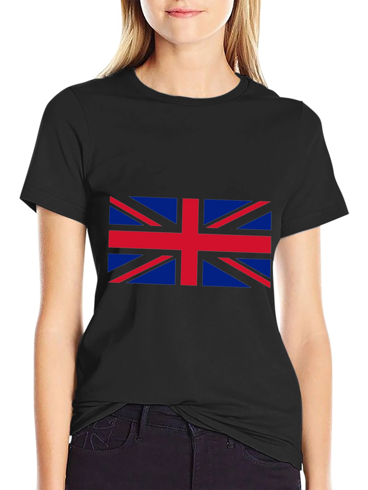 Union Jack Graphic Tee - Black Cotton T-Shirt