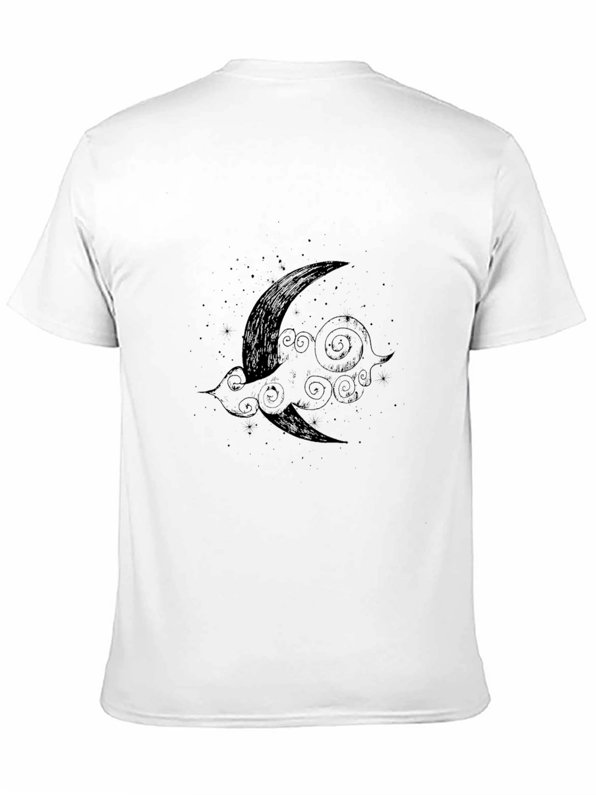 Mens Black Crescent Moon Cloud Graphic Tee