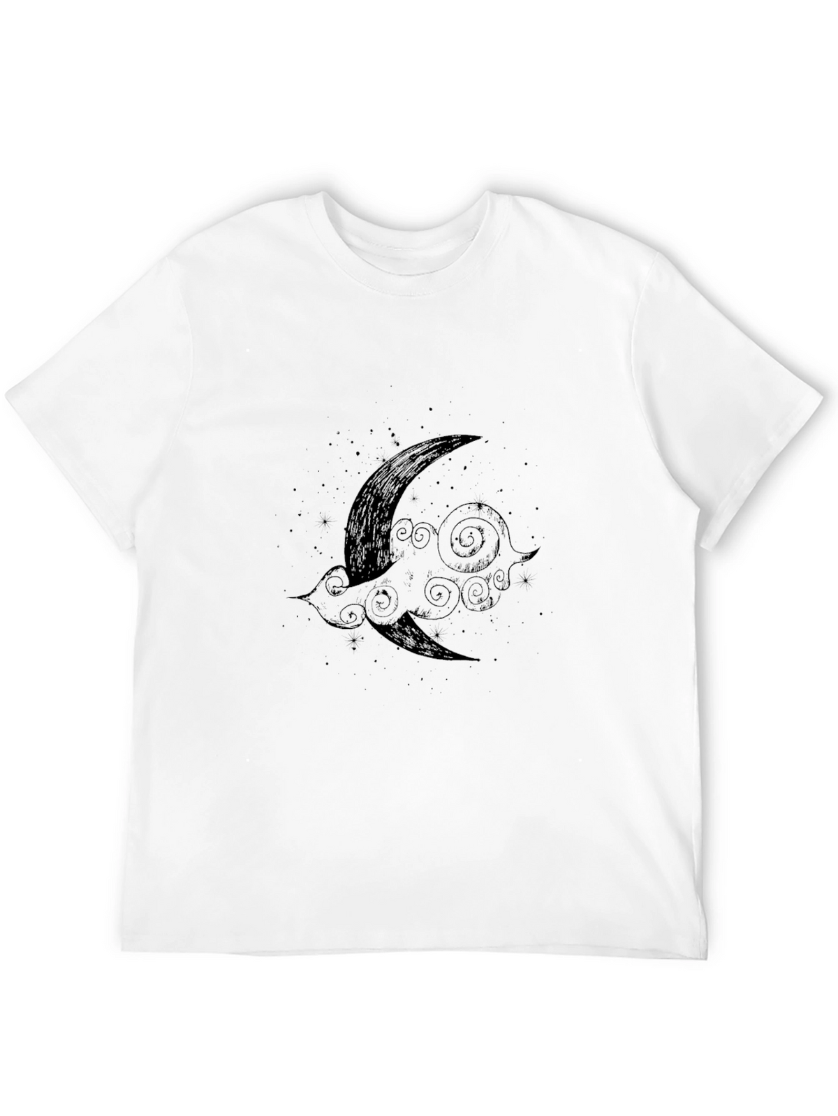 Mens Black Crescent Moon Cloud Graphic Tee