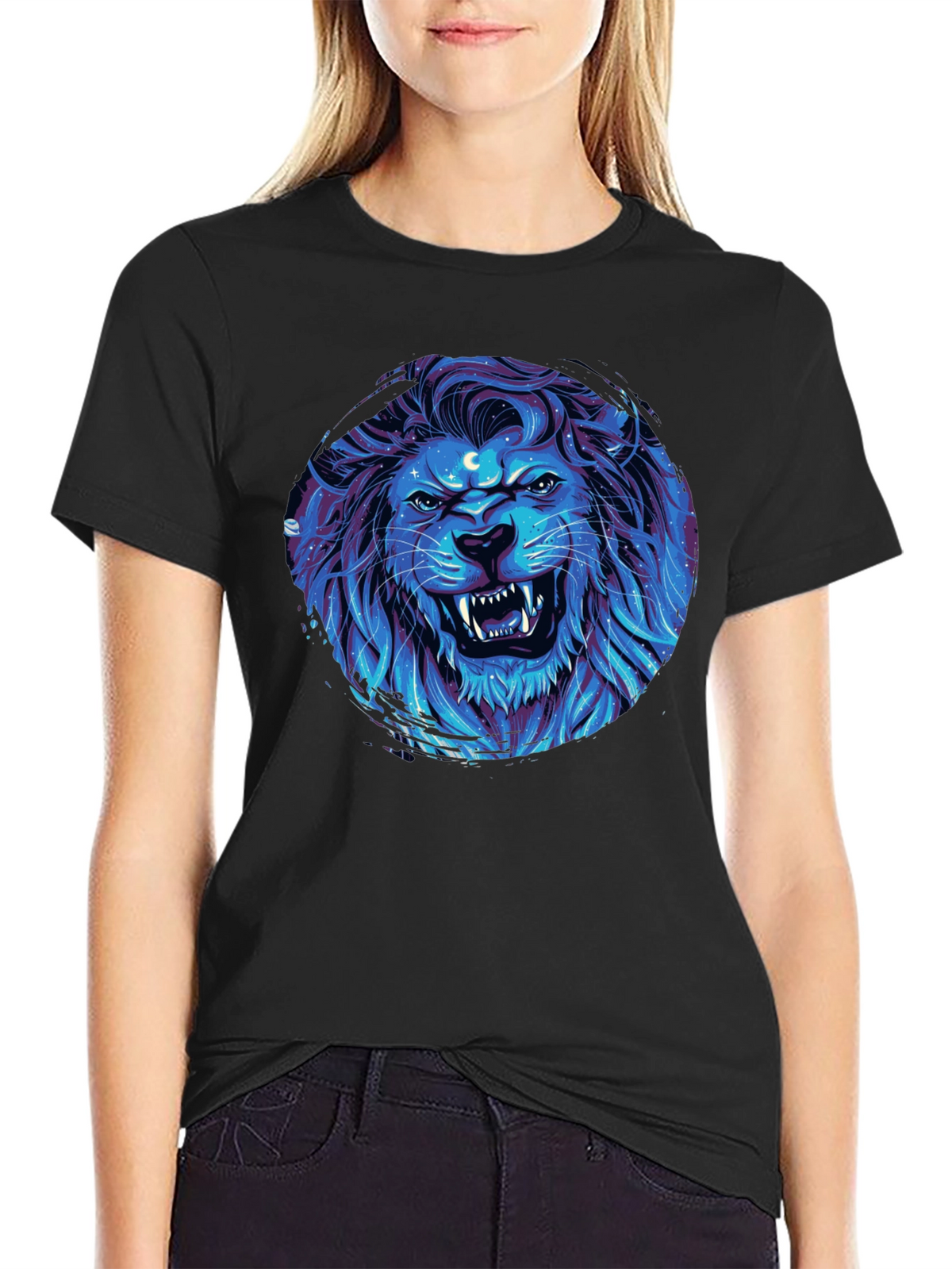 Lion Galaxy Black T-Shirt