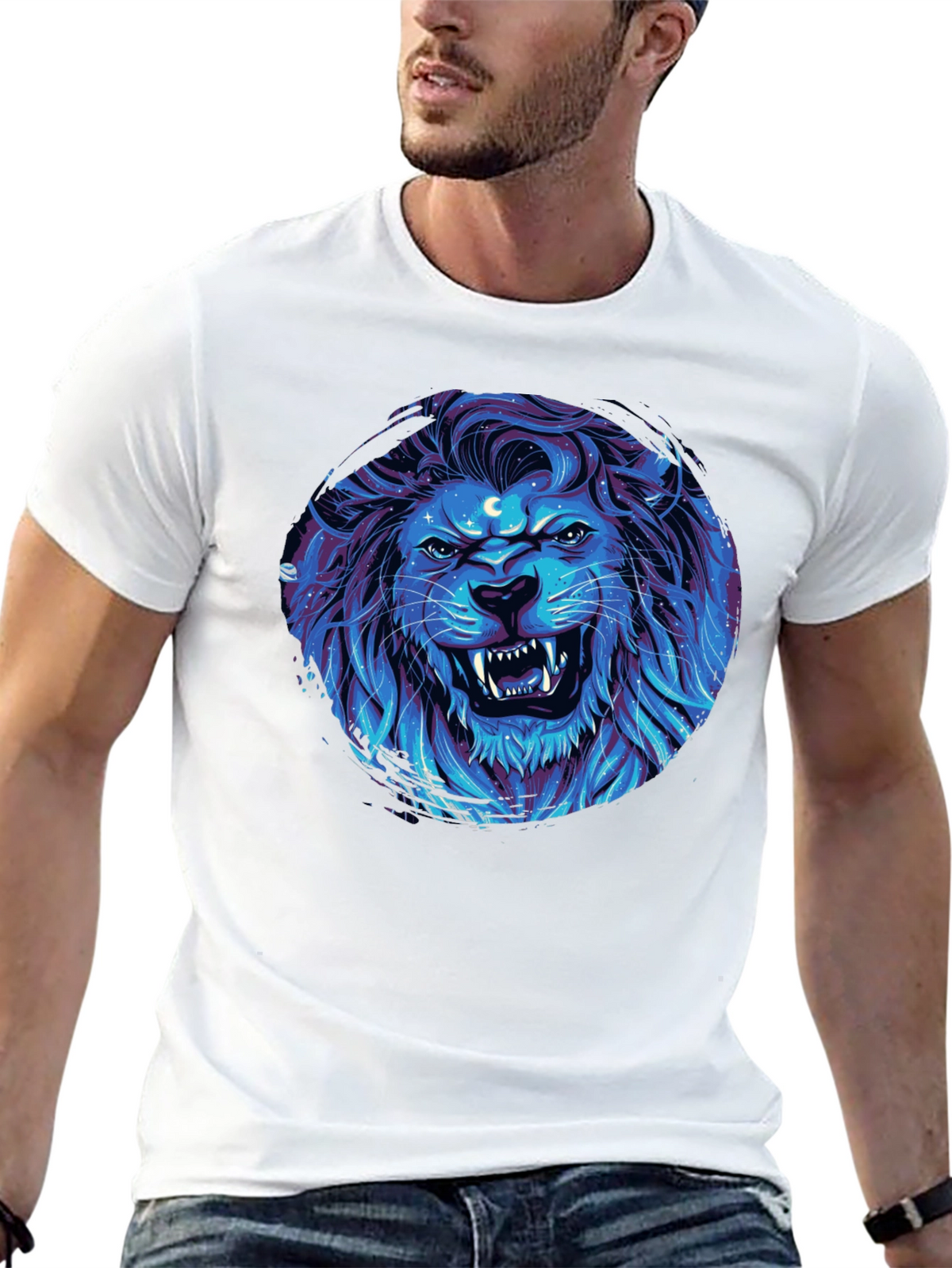 Lion Galaxy Black T-Shirt