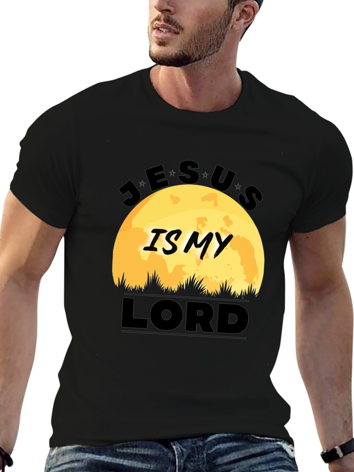 Jesus Is My Lord Black Graphic T-Shirt