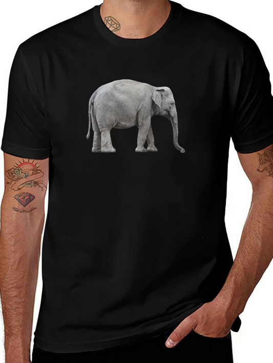 Elephant Graphic Tee - Black Cotton Casual T-Shirt
