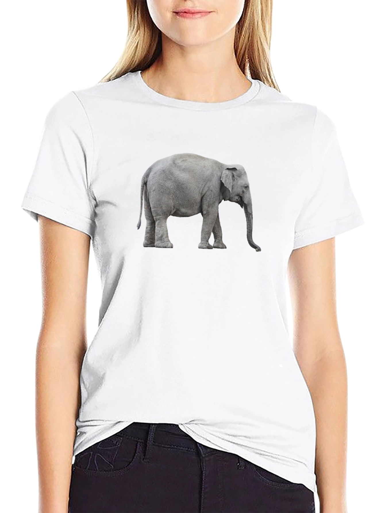 Elephant Graphic Tee - Black Cotton Casual T-Shirt