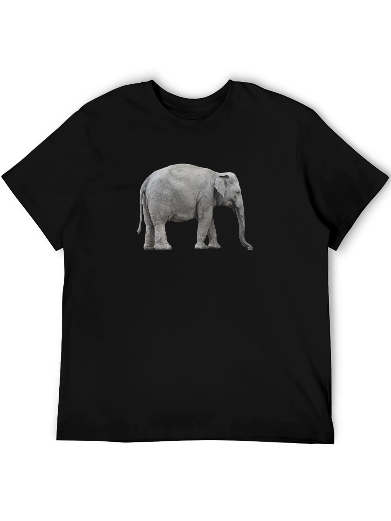 Elephant Graphic Tee - Black Cotton Casual T-Shirt
