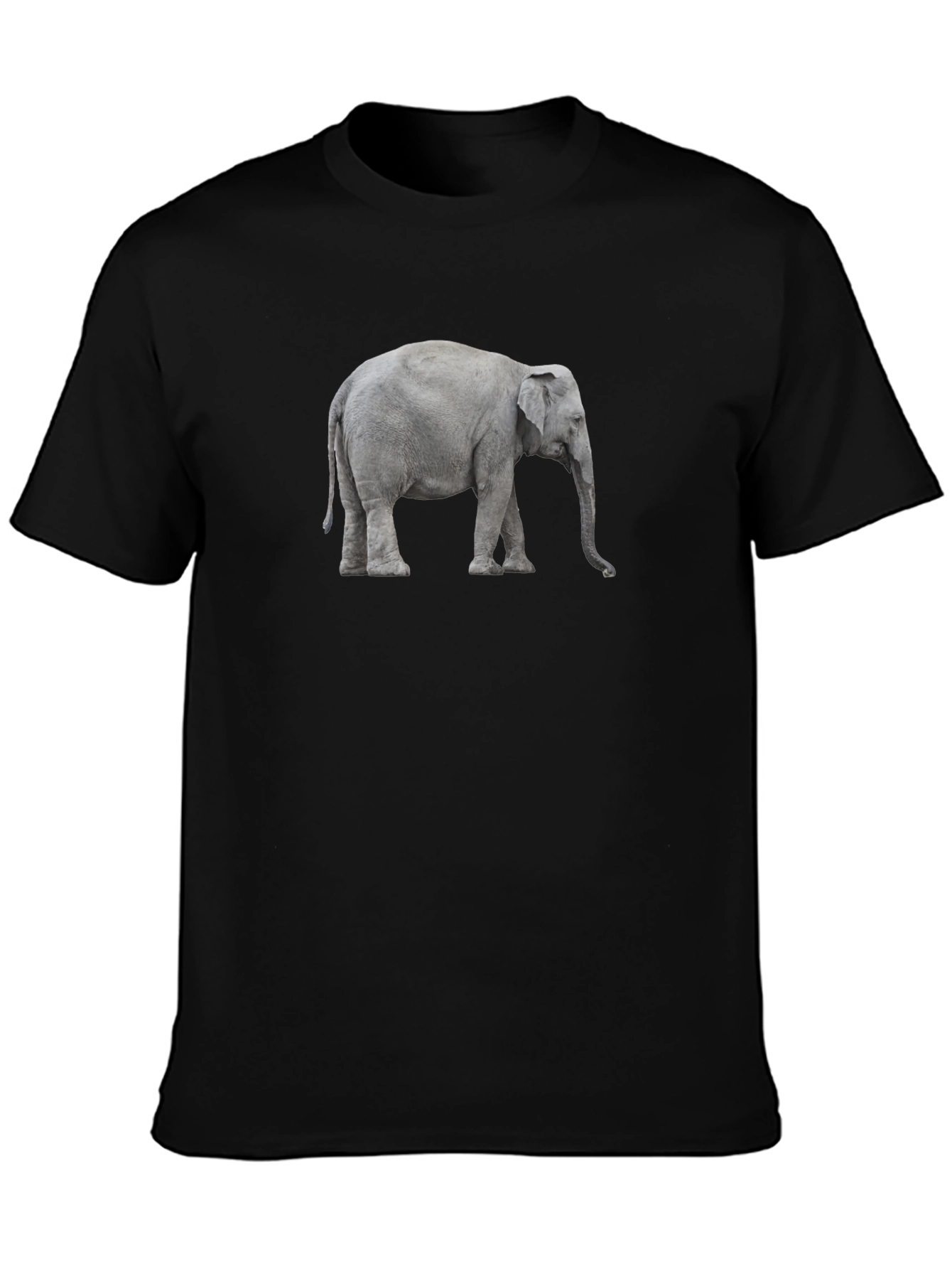Elephant Graphic Tee - Black Cotton Casual T-Shirt