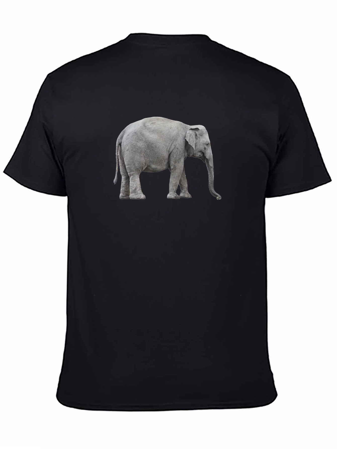 Elephant Graphic Tee - Black Cotton Casual T-Shirt