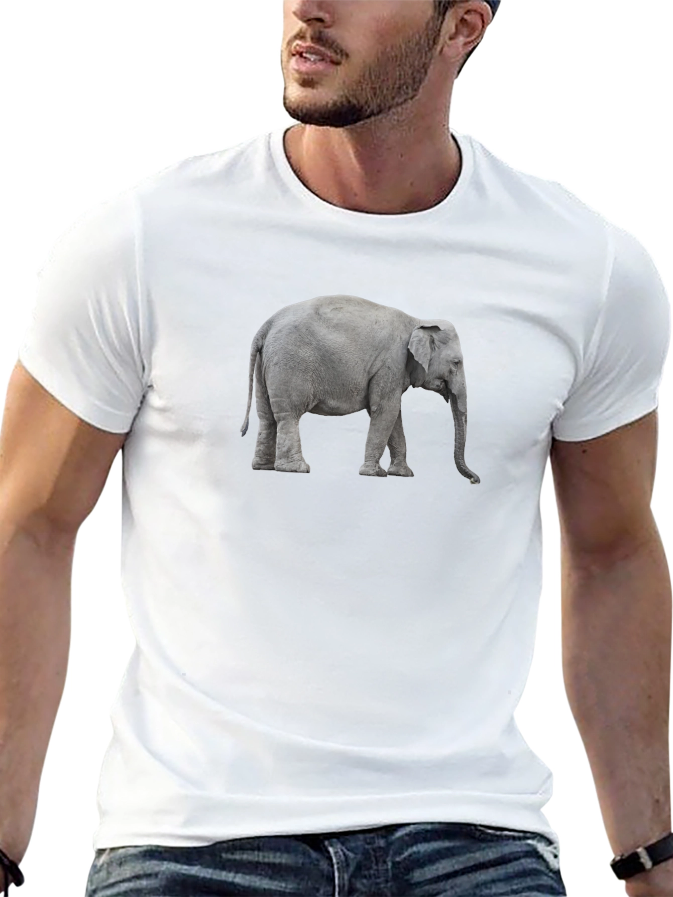 Elephant Graphic Tee - Black Cotton Casual T-Shirt