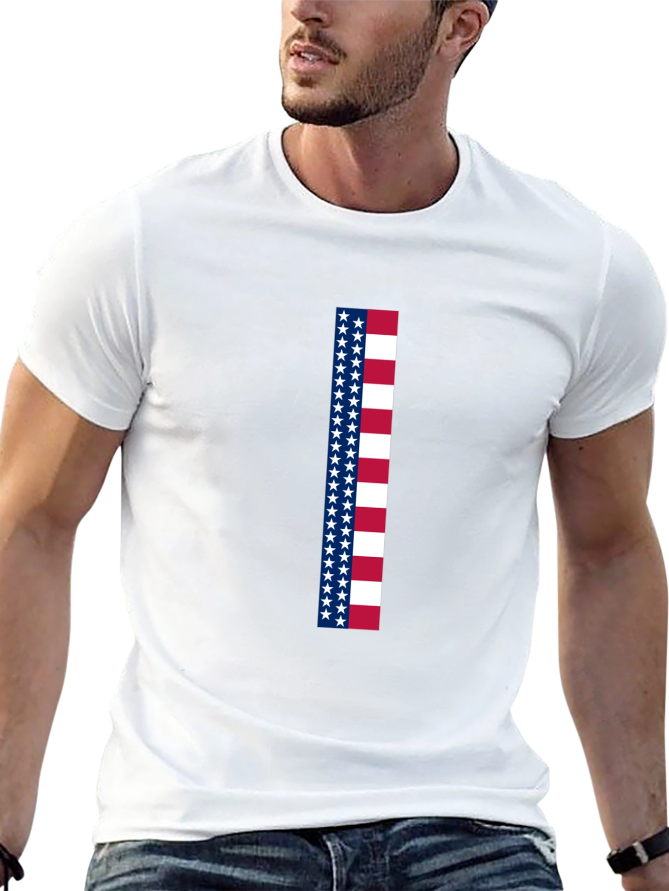American Flag Stripe Graphic Tee