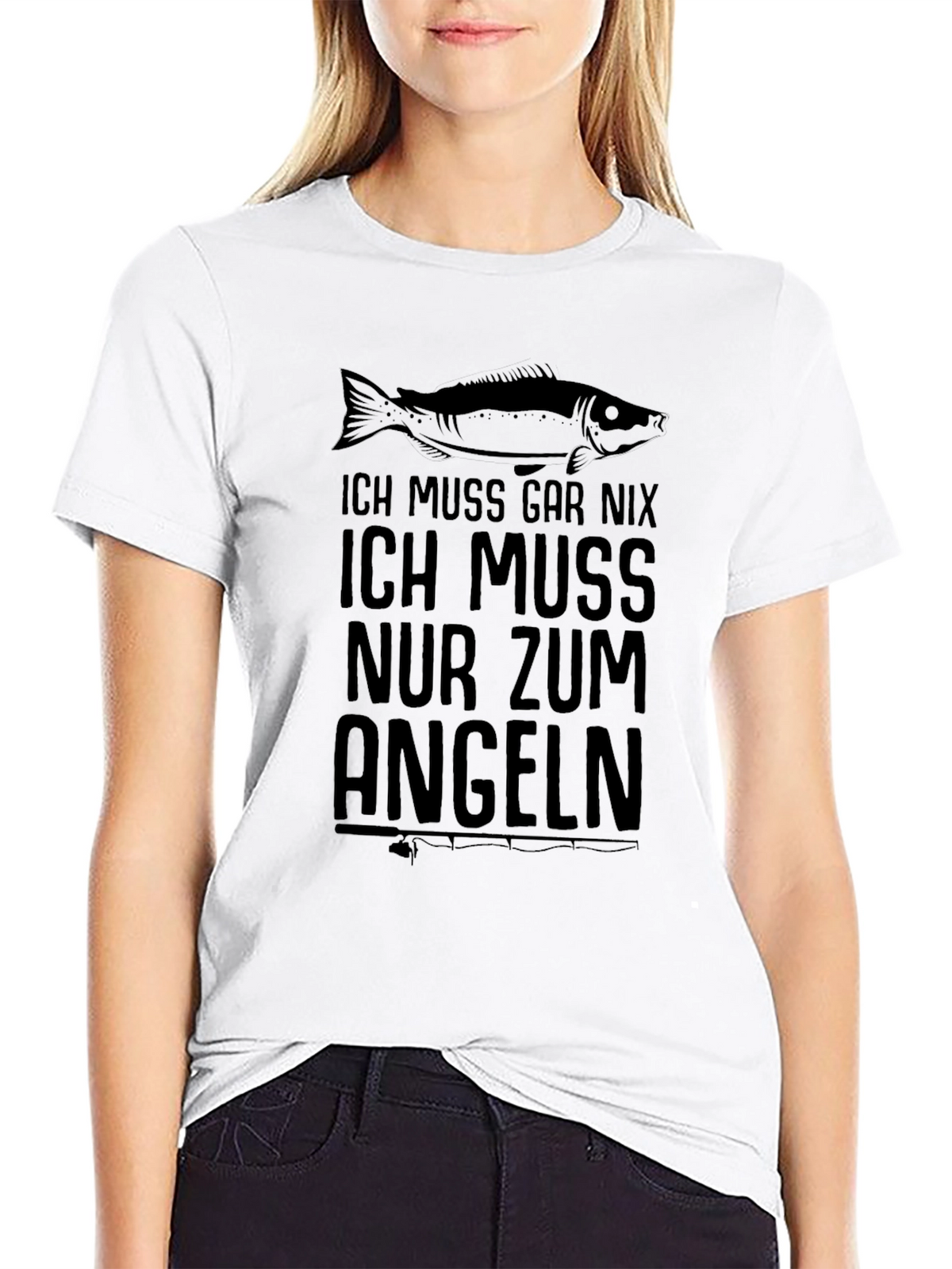 Fishing T-Shirt: Ich Muss Nur Zum Angeln - Black