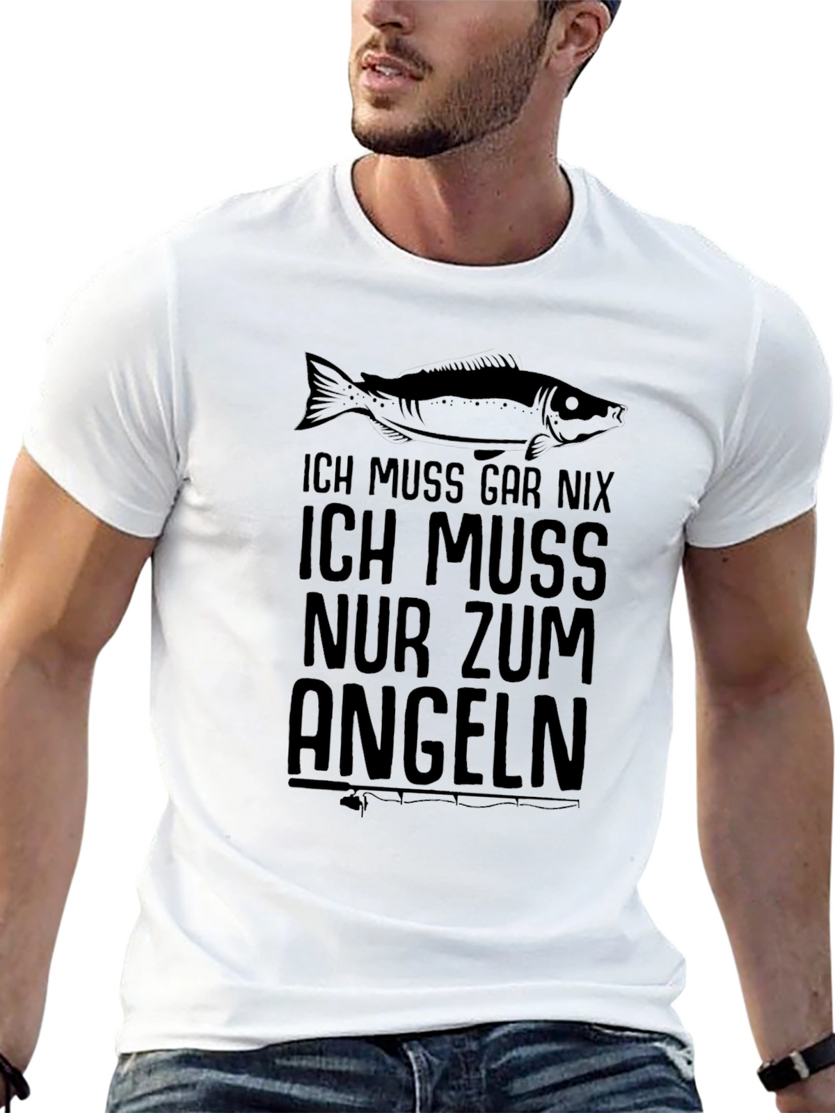 Fishing T-Shirt: Ich Muss Nur Zum Angeln - Black