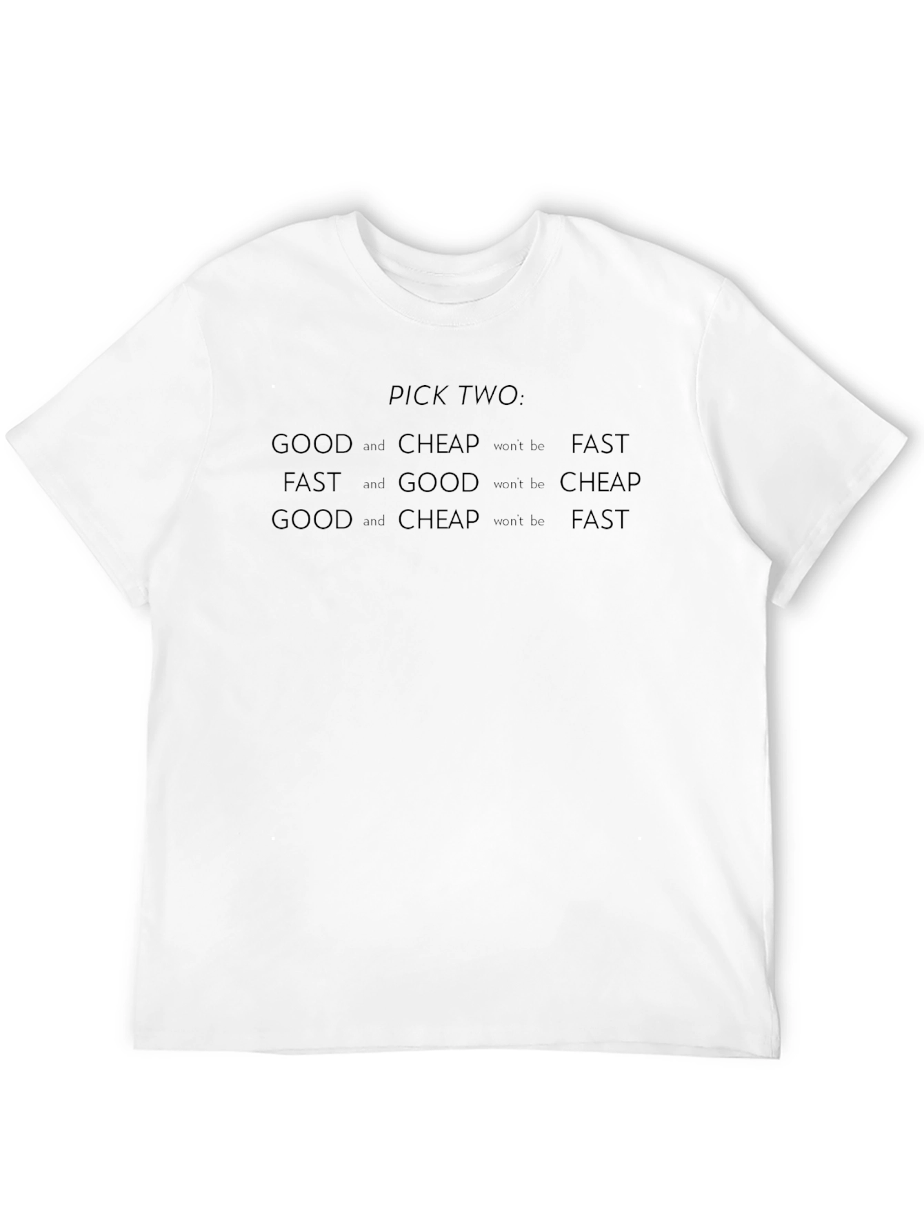 Pick Two T-Shirt: Good Fast Cheap Funny Slogan Tee