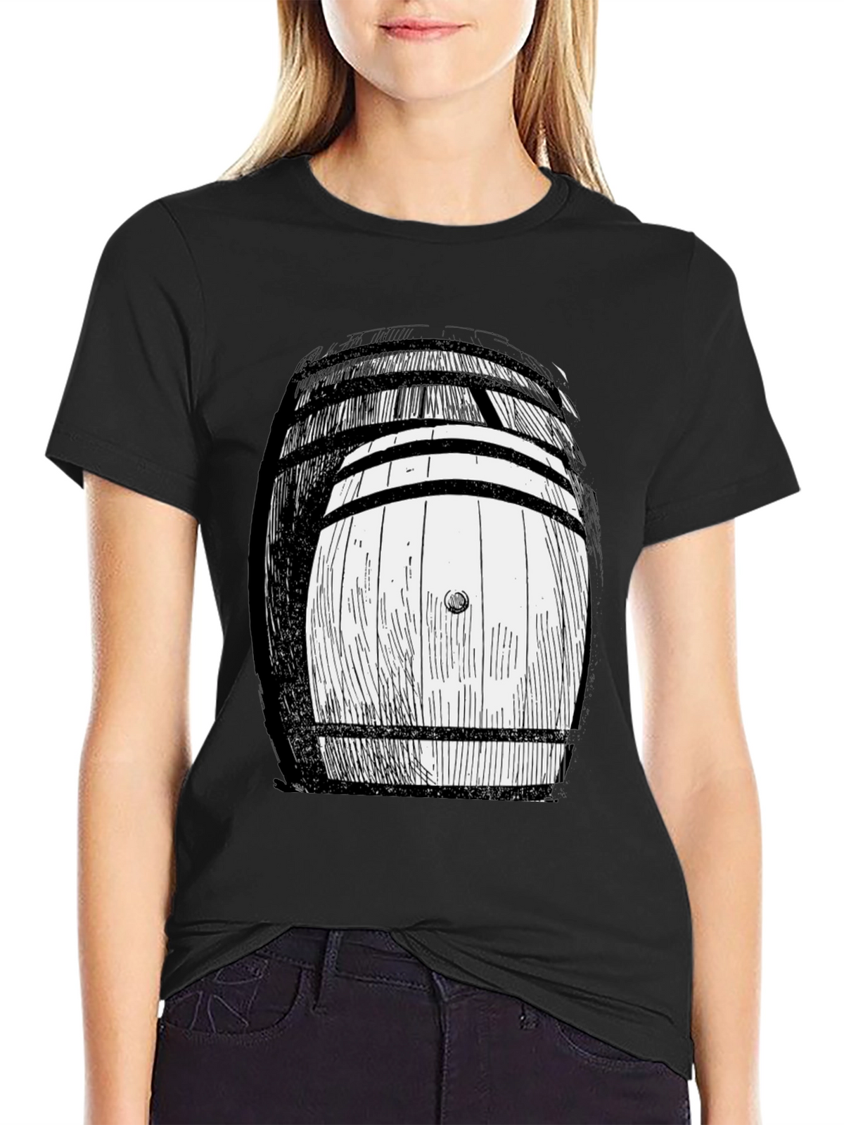 Barrel Graphic Tee - Black Cotton Blend T-Shirt