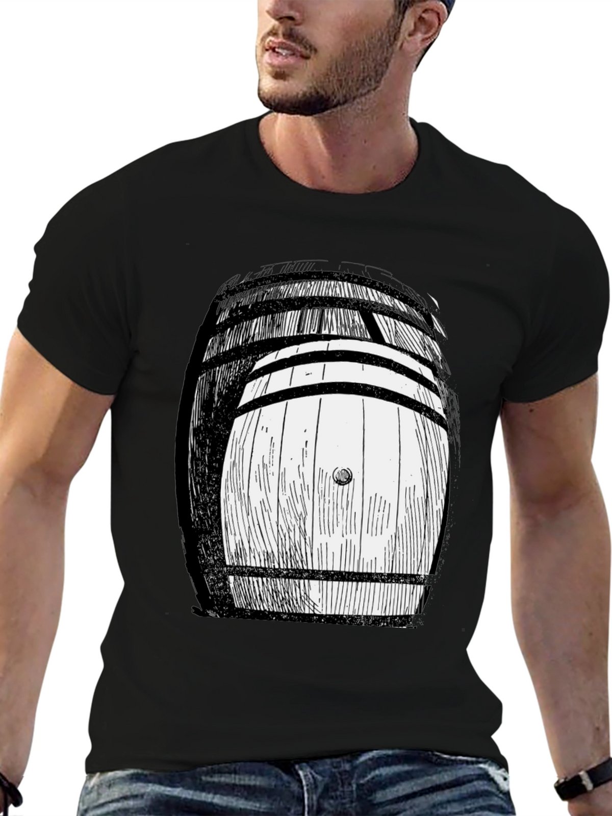 Barrel Graphic Tee - Black Cotton Blend T-Shirt