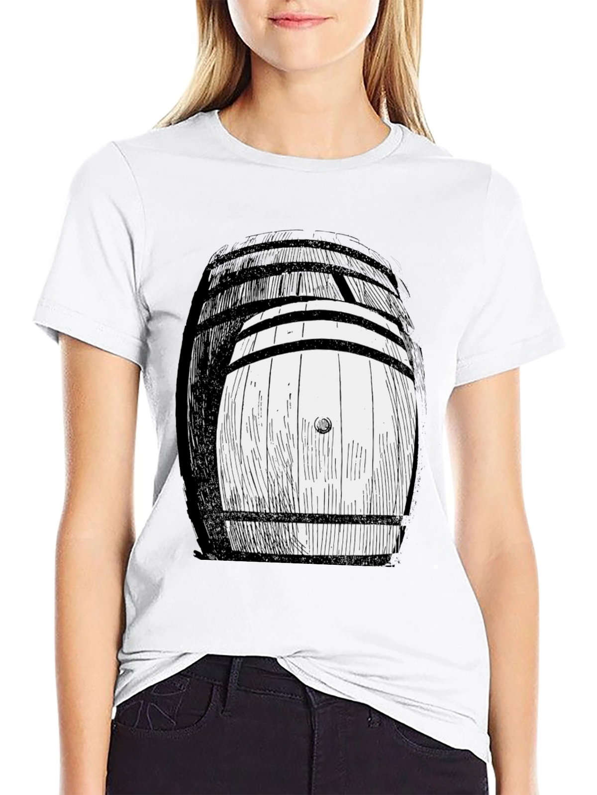 Barrel Graphic Tee - Black Cotton Blend T-Shirt