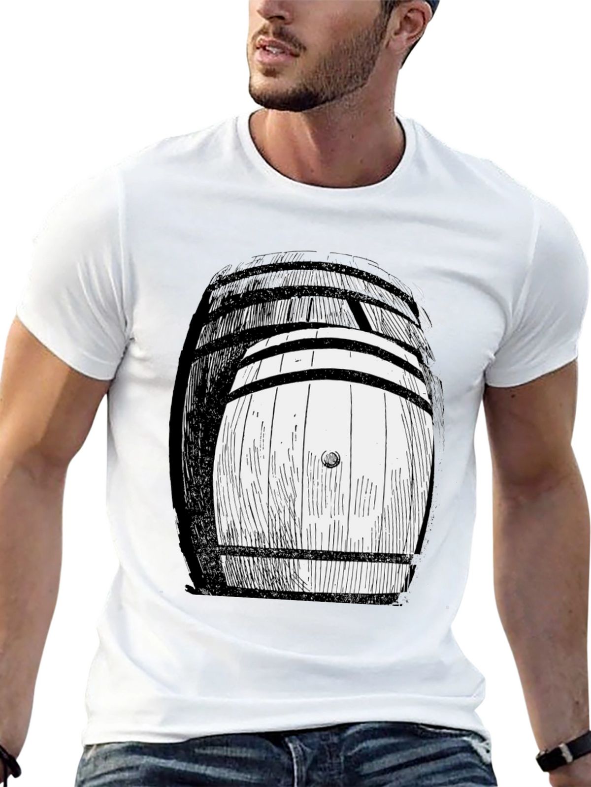 Barrel Graphic Tee - Black Cotton Blend T-Shirt