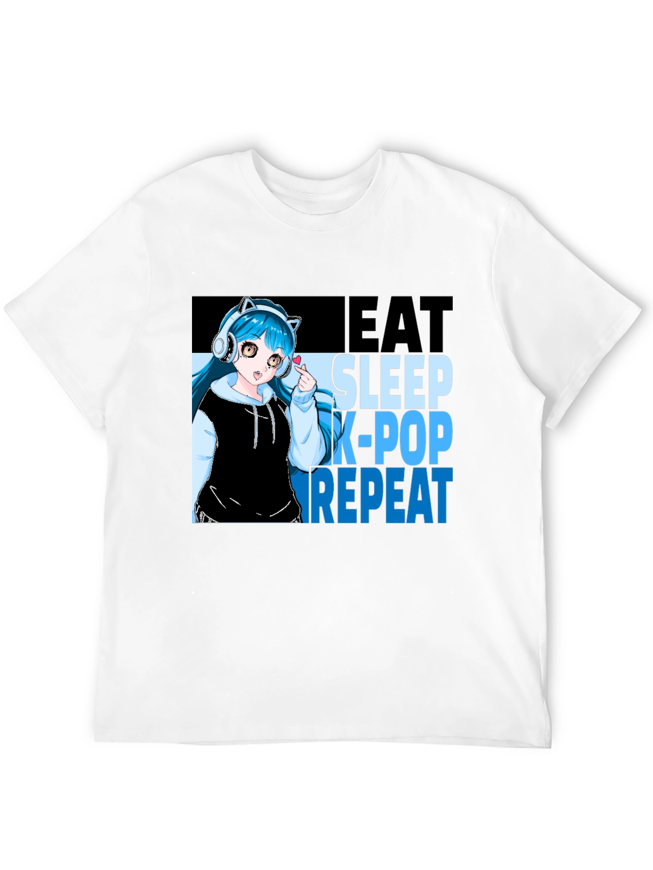 Eat Sleep K-Pop Repeat Anime Graphic Tee