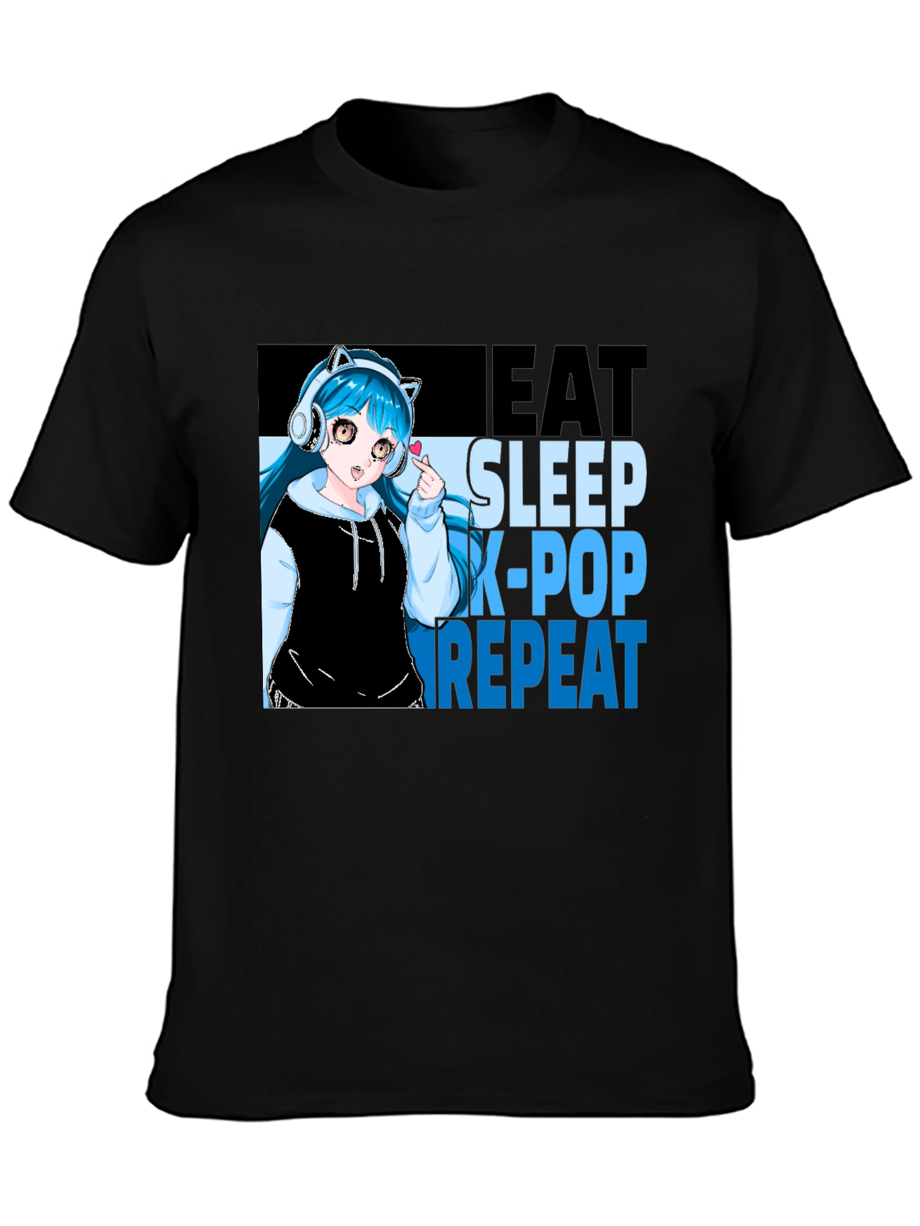 Eat Sleep K-Pop Repeat Anime Graphic Tee