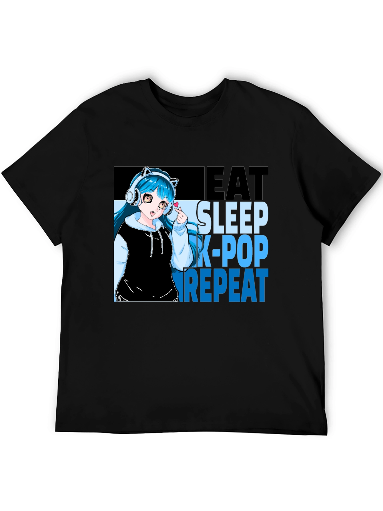 Eat Sleep K-Pop Repeat Anime Graphic Tee