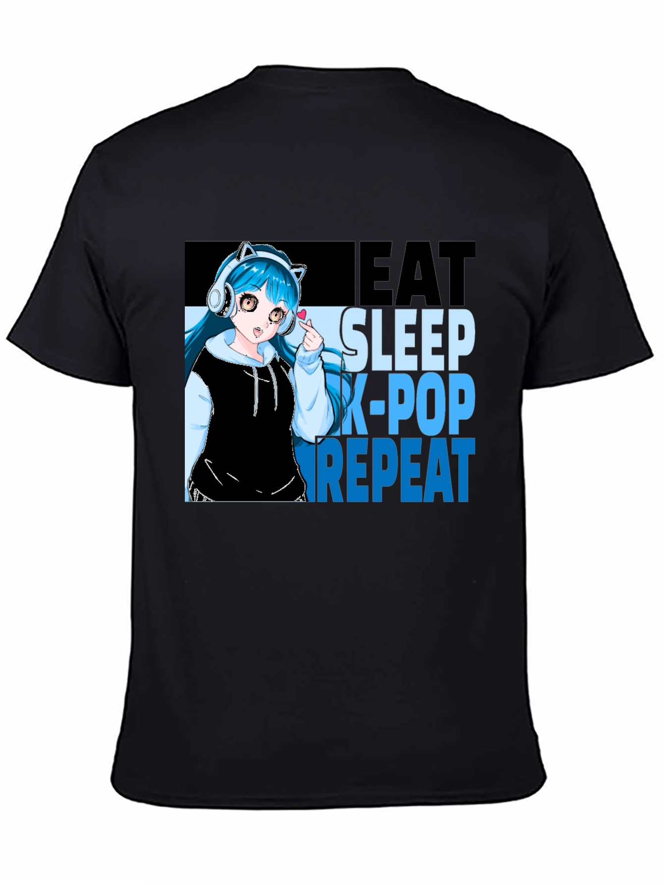 Eat Sleep K-Pop Repeat Anime Graphic Tee