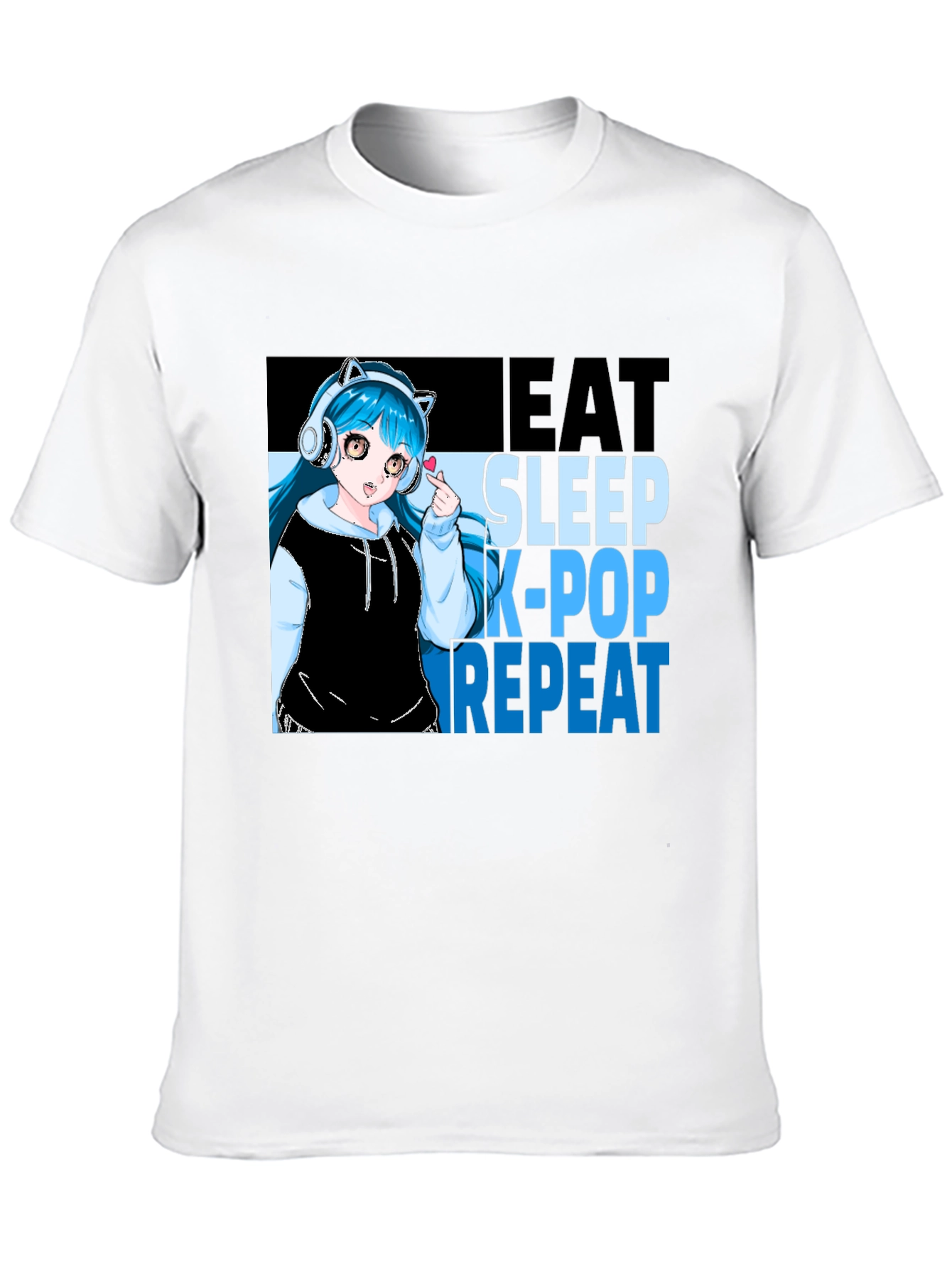 Eat Sleep K-Pop Repeat Anime Graphic Tee