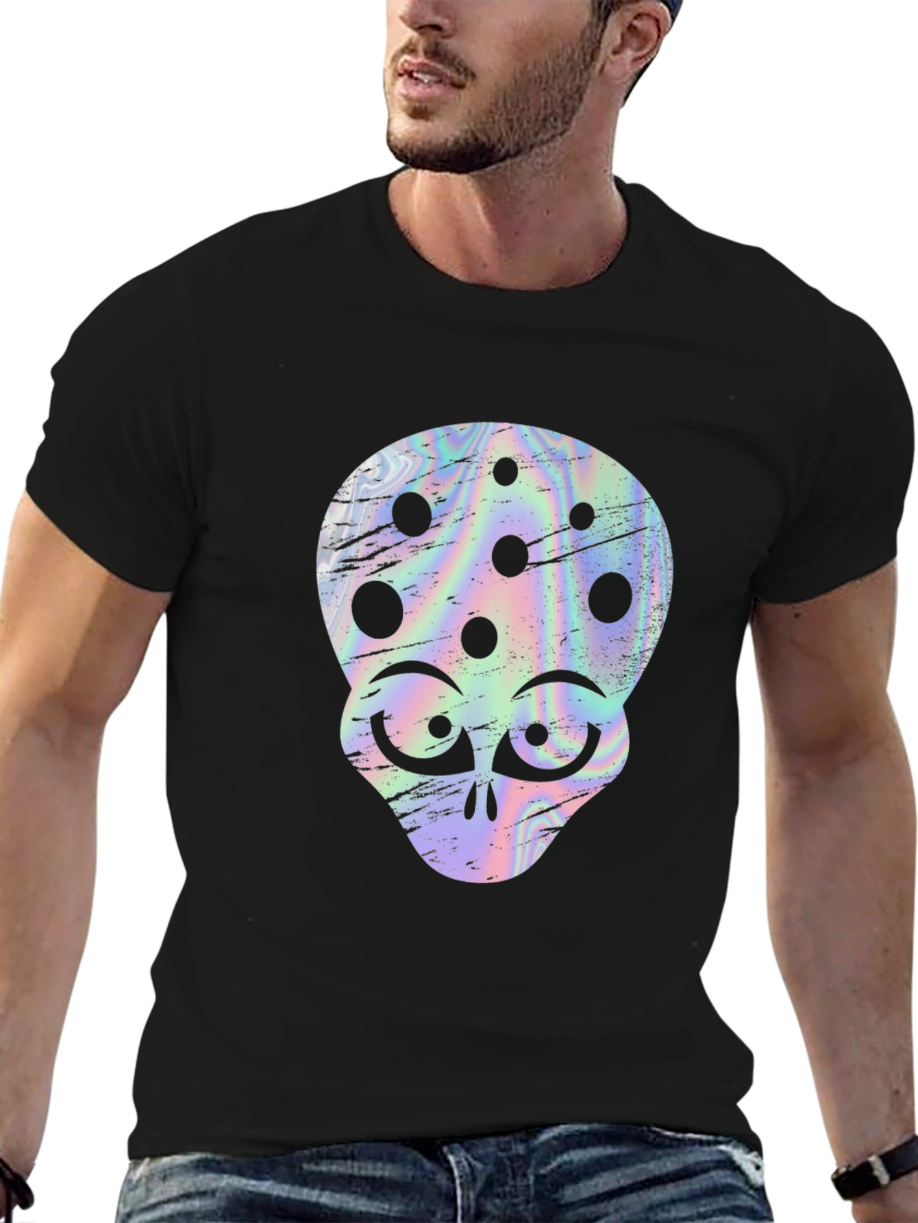 Retro Alien Head Graphic T-Shirt